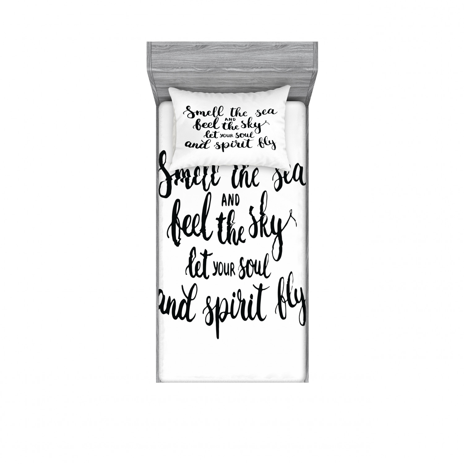 Ambesonne Lettering Fitted Sheet Pillow Sham Set Bedding Decor in 4 Sizes - Picture 97 of 244