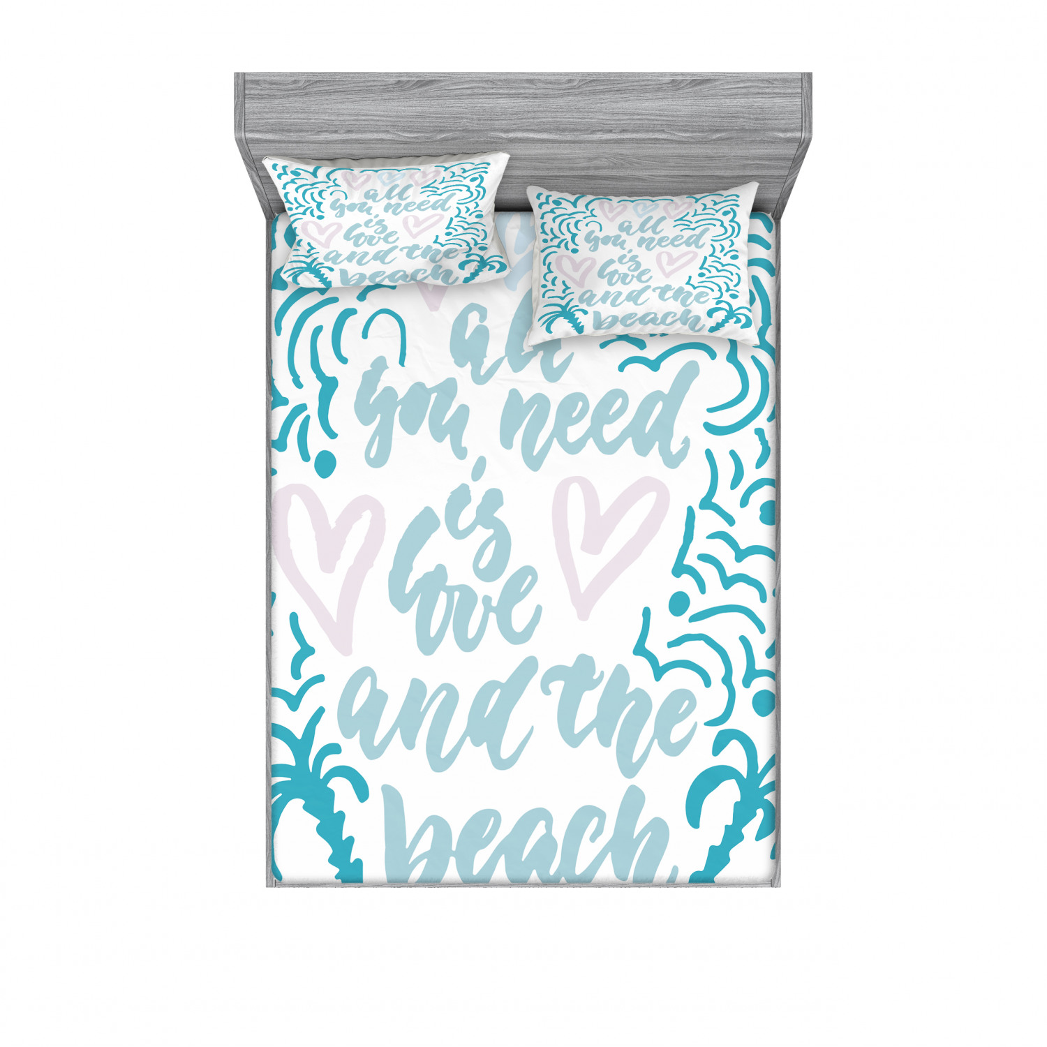 Ambesonne Lettering Fitted Sheet Pillow Sham Set Bedding Decor in 4 Sizes - Picture 235 of 244