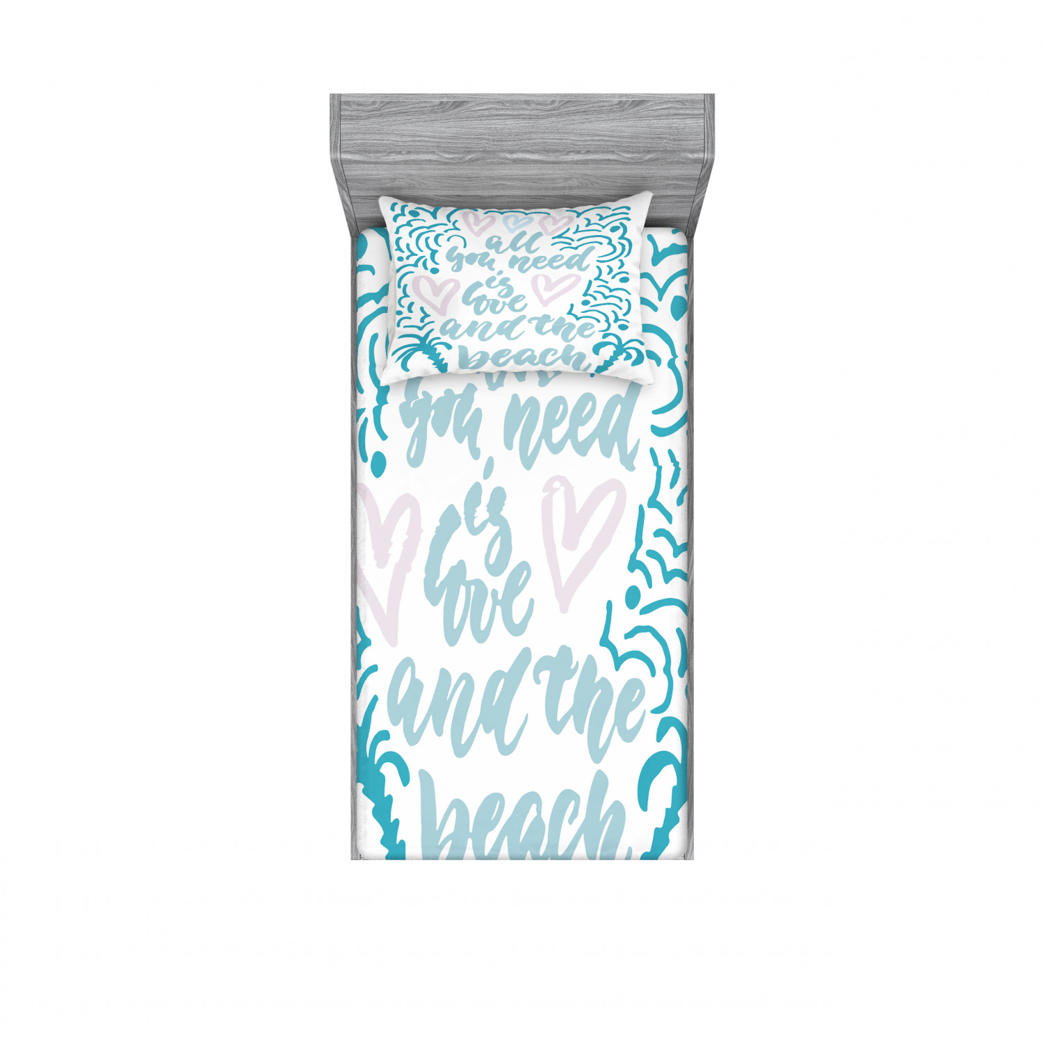 Ambesonne Lettering Fitted Sheet Pillow Sham Set Bedding Decor in 4 Sizes - Picture 233 of 244