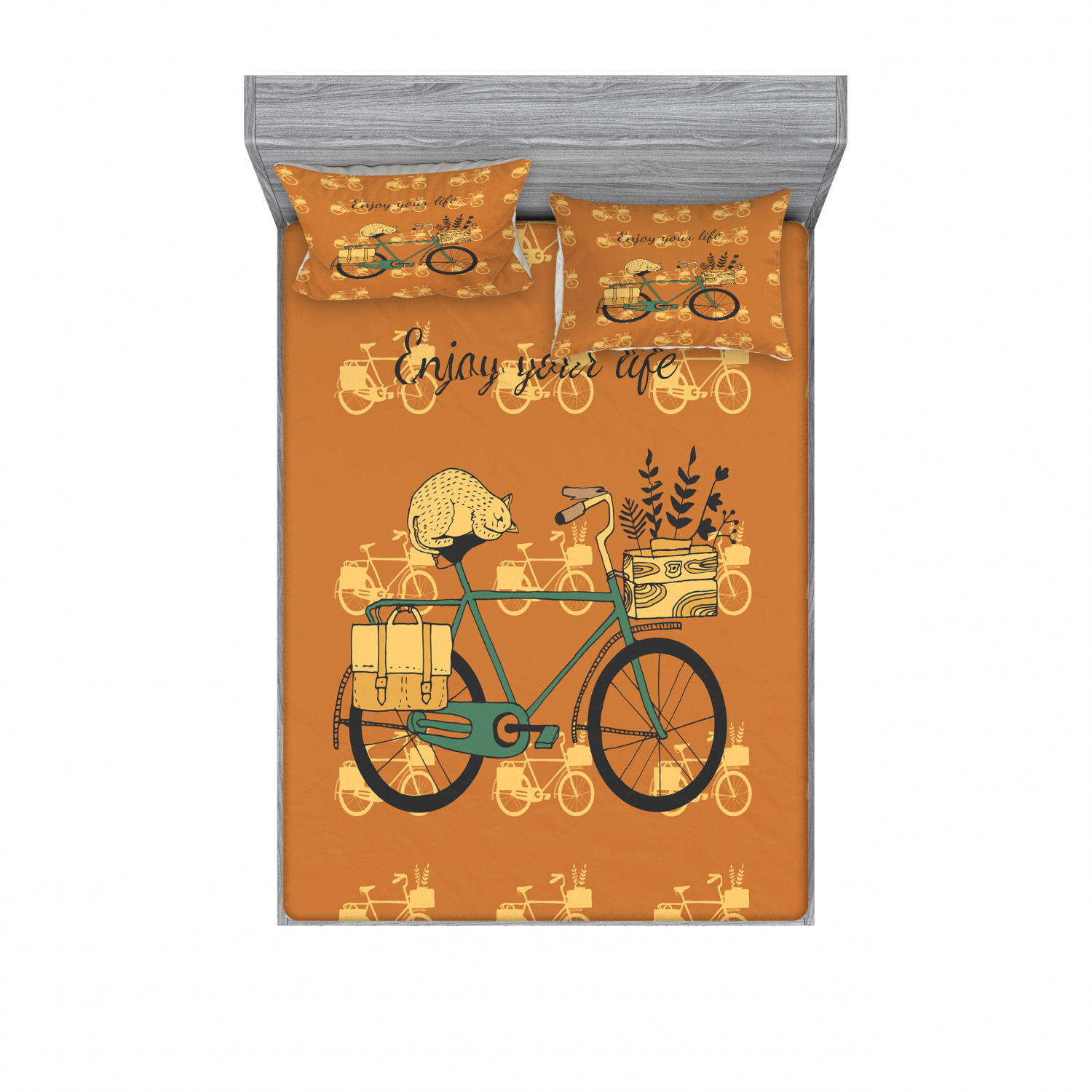 Ambesonne Lettering Fitted Sheet Pillow Sham Set Bedding Decor in 4 Sizes - Picture 23 of 244