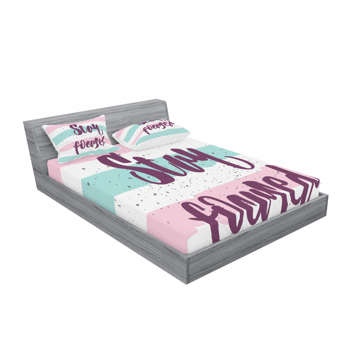 Ambesonne Lettering Fitted Sheet Pillow Sham Set Bedding Decor in 4 Sizes - Picture 96 of 244