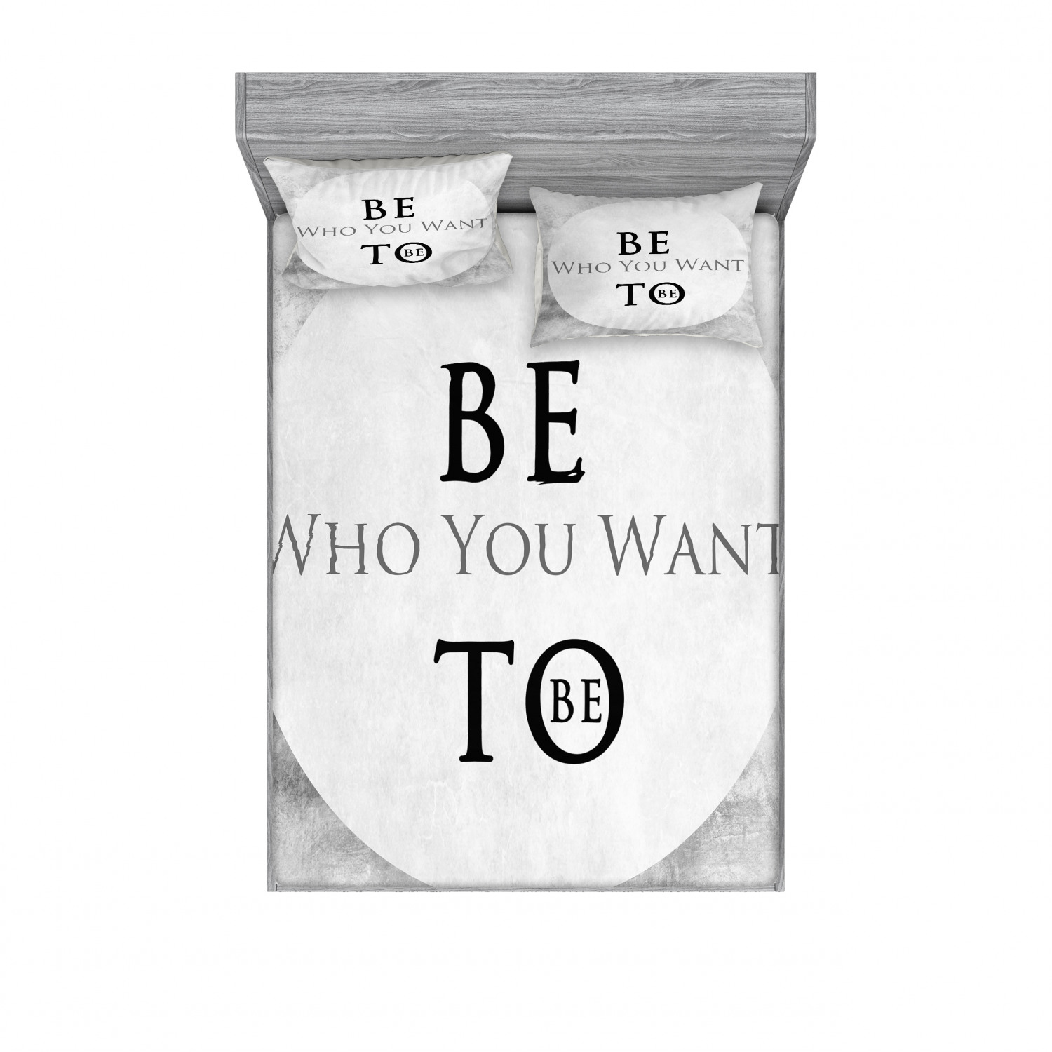 Ambesonne Lettering Fitted Sheet Pillow Sham Set Bedding Decor in 4 Sizes - Picture 15 of 244