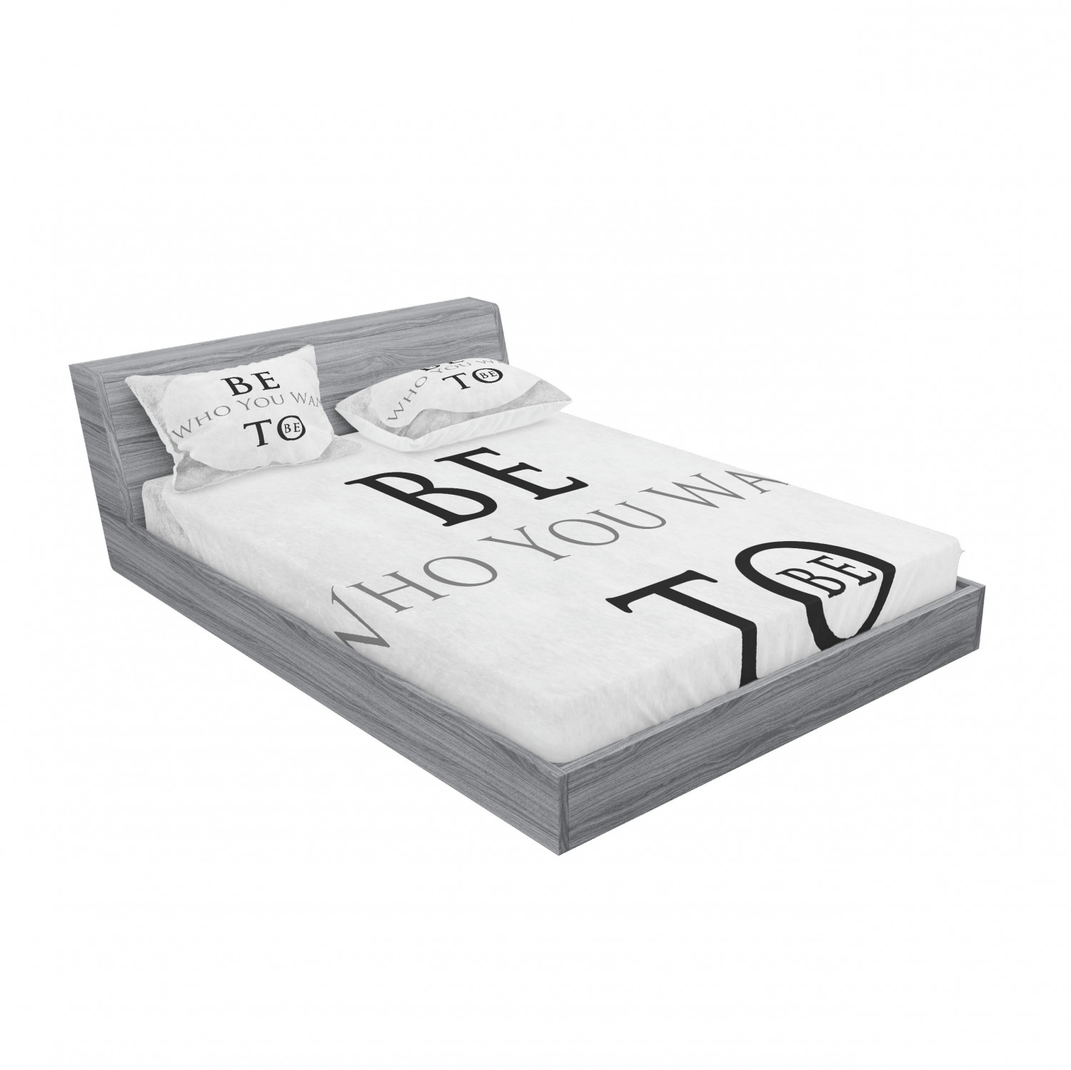 Ambesonne Lettering Fitted Sheet Pillow Sham Set Bedding Decor in 4 Sizes - Picture 16 of 244