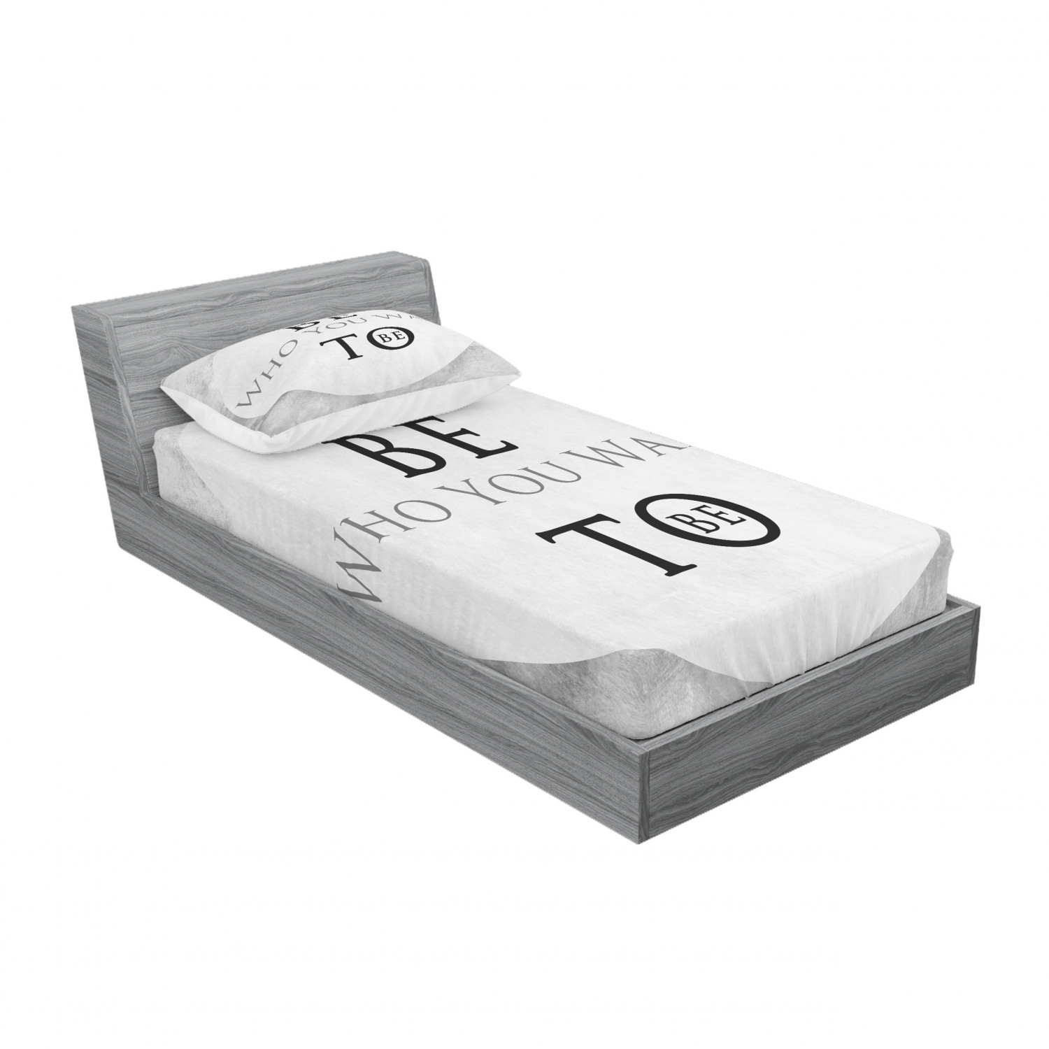 Ambesonne Lettering Fitted Sheet Pillow Sham Set Bedding Decor in 4 Sizes - Picture 14 of 244