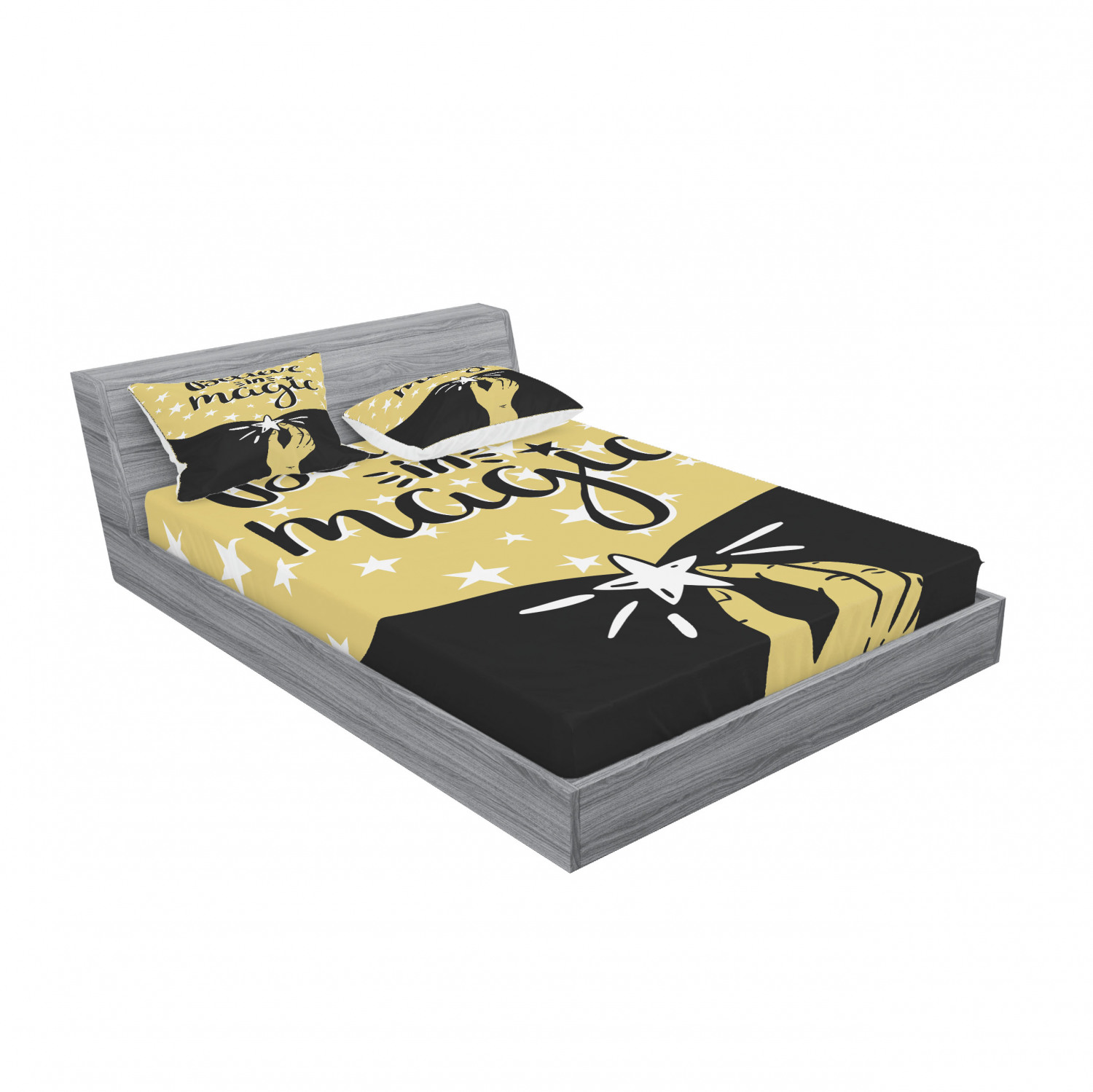 Ambesonne Lettering Fitted Sheet Pillow Sham Set Bedding Decor in 4 Sizes - Picture 20 of 244