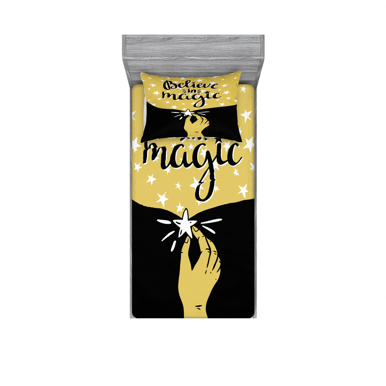 Ambesonne Lettering Fitted Sheet Pillow Sham Set Bedding Decor in 4 Sizes - Picture 17 of 244