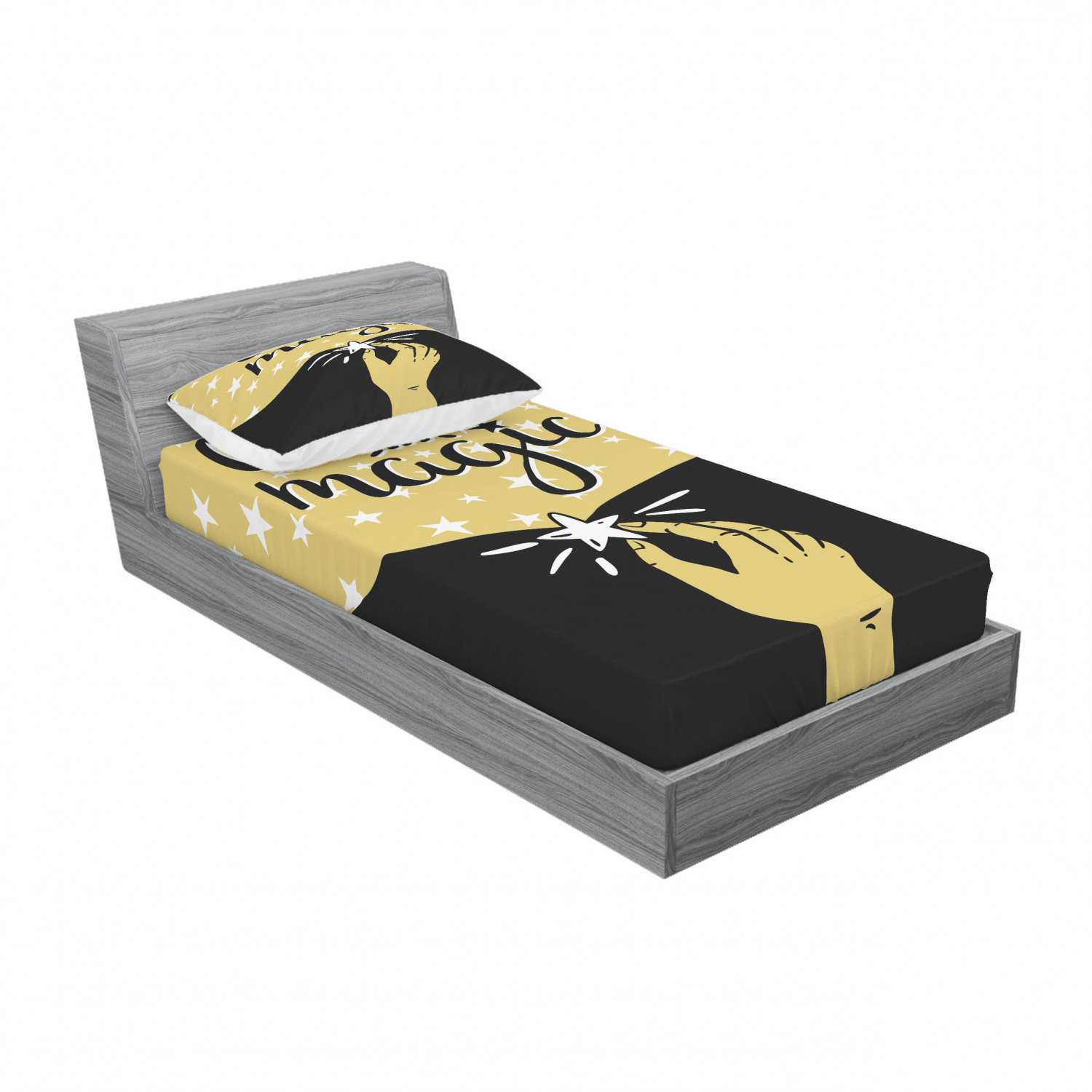 Ambesonne Lettering Fitted Sheet Pillow Sham Set Bedding Decor in 4 Sizes - Picture 18 of 244