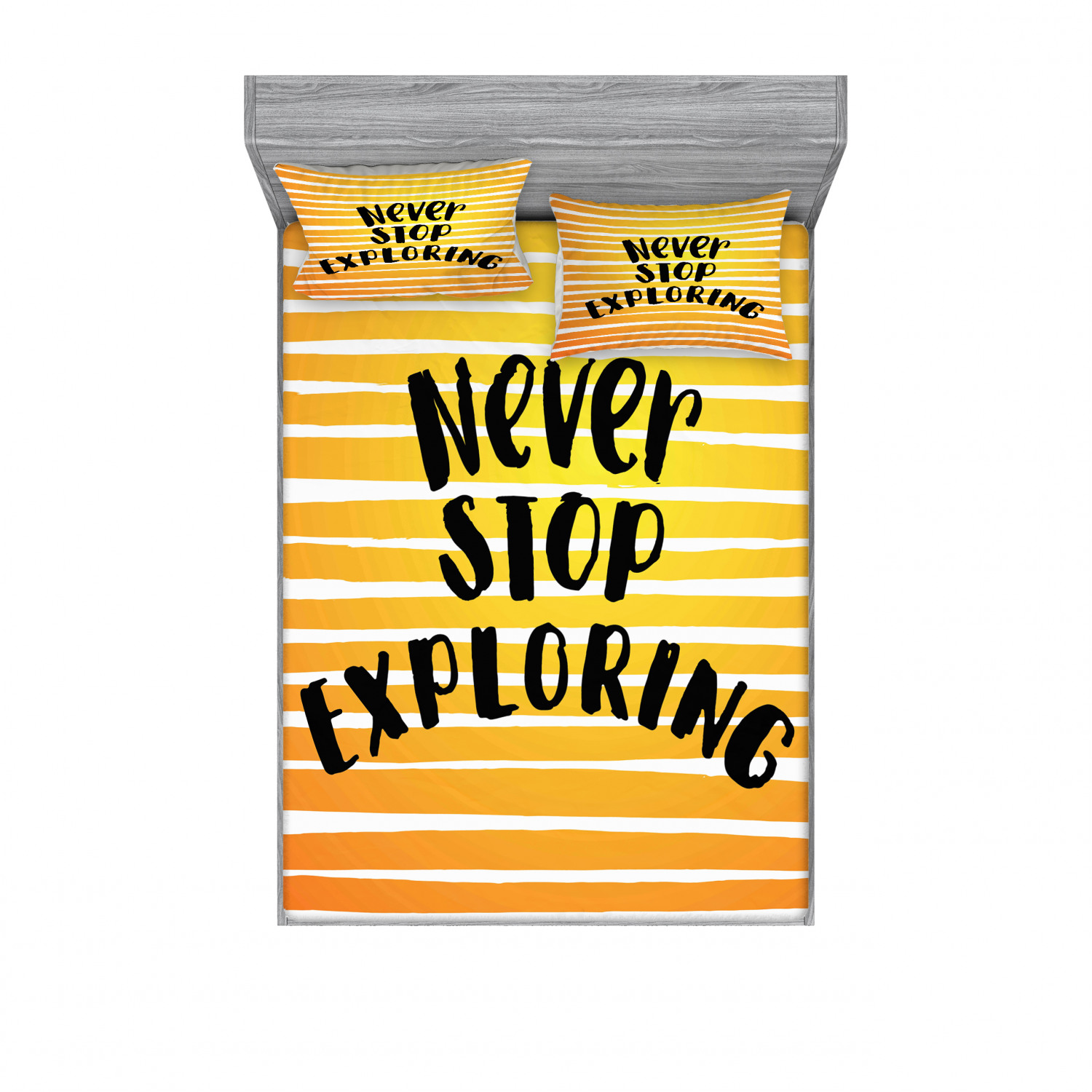 Ambesonne Lettering Fitted Sheet Pillow Sham Set Bedding Decor in 4 Sizes - Picture 151 of 244