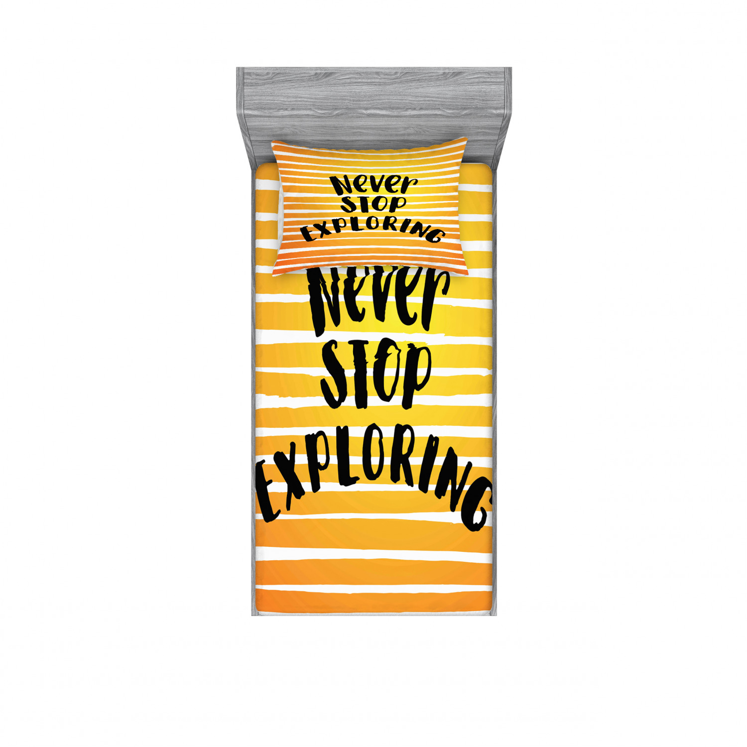 Ambesonne Lettering Fitted Sheet Pillow Sham Set Bedding Decor in 4 Sizes - Picture 149 of 244