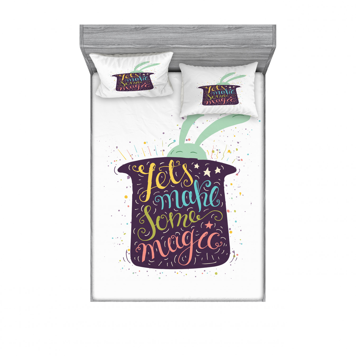 Ambesonne Lettering Fitted Sheet Pillow Sham Set Bedding Decor in 4 Sizes - Picture 107 of 244