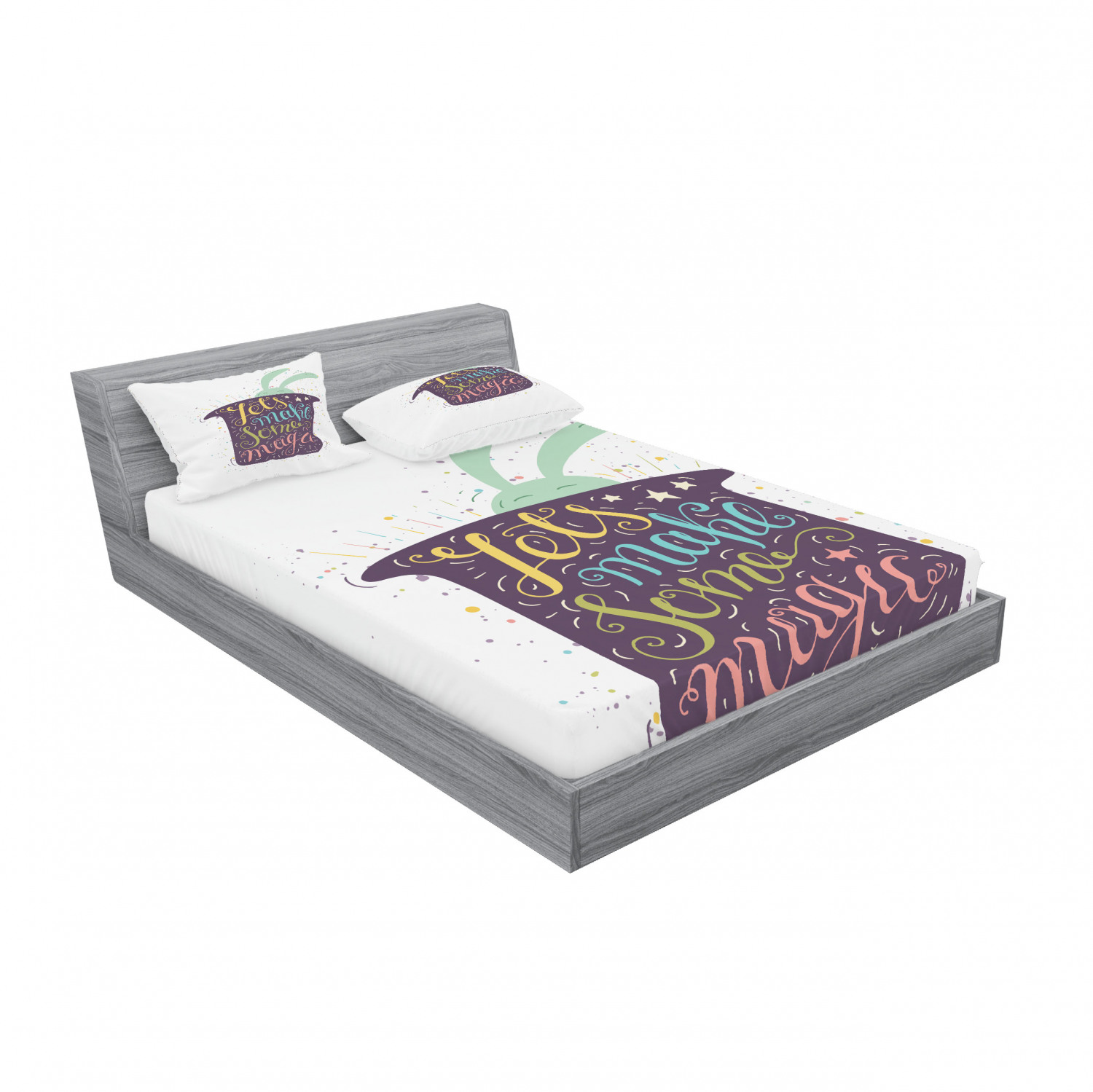 Ambesonne Lettering Fitted Sheet Pillow Sham Set Bedding Decor in 4 Sizes - Picture 108 of 244