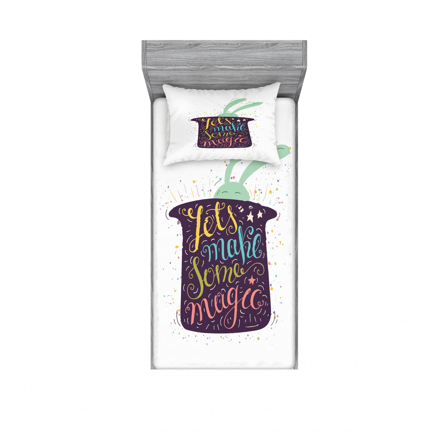 Ambesonne Lettering Fitted Sheet Pillow Sham Set Bedding Decor in 4 Sizes - Picture 105 of 244