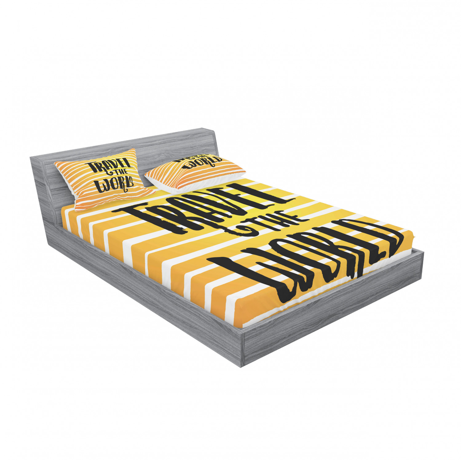 Ambesonne Lettering Fitted Sheet Pillow Sham Set Bedding Decor in 4 Sizes - Picture 208 of 244