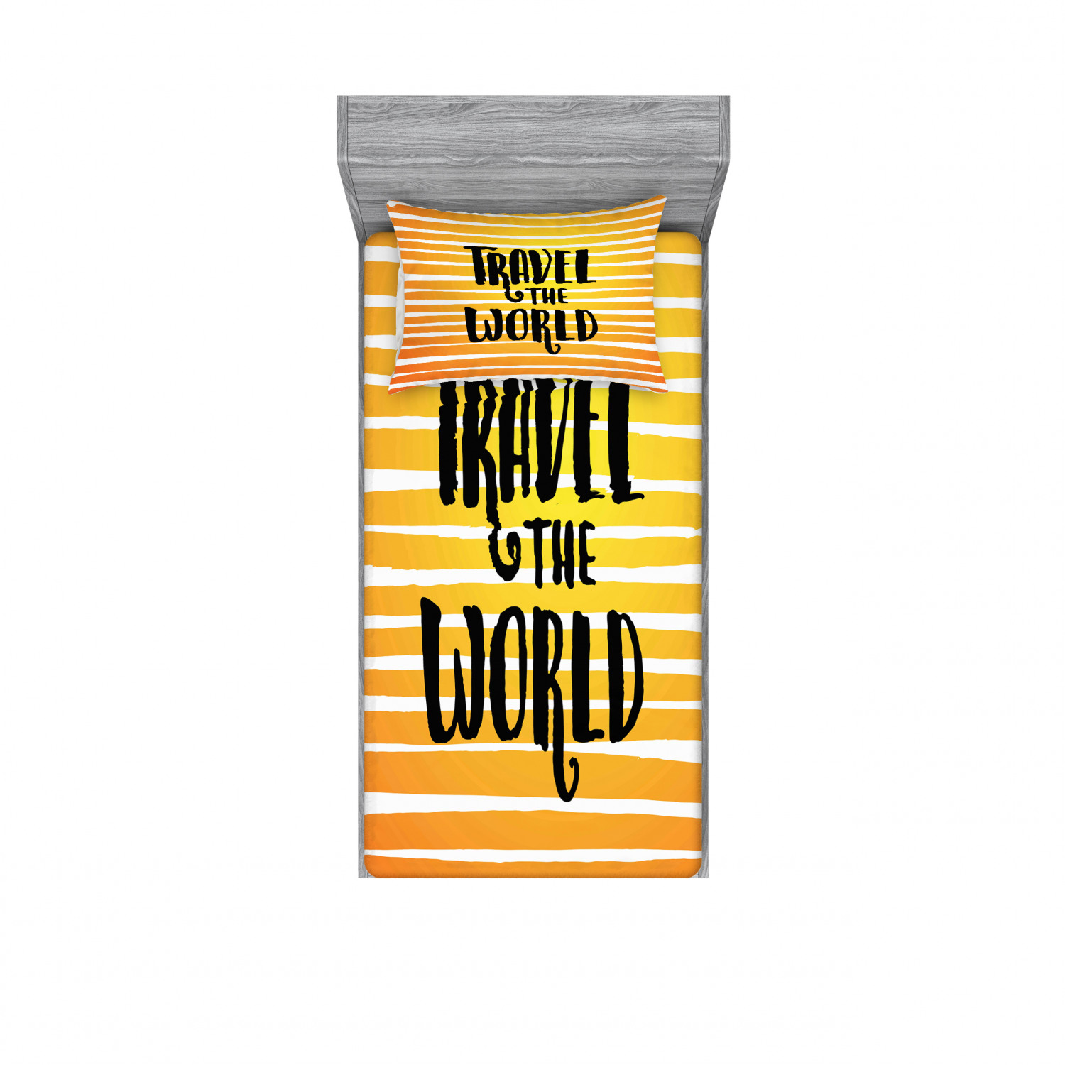 Ambesonne Lettering Fitted Sheet Pillow Sham Set Bedding Decor in 4 Sizes - Picture 205 of 244