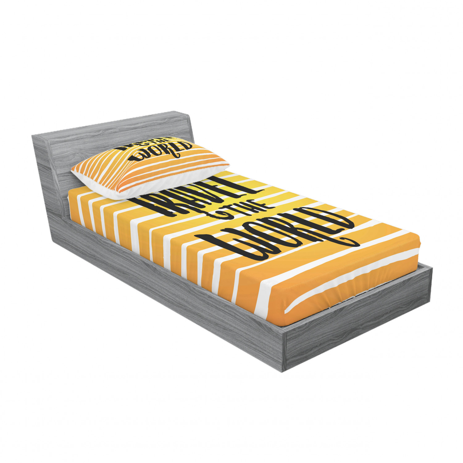 Ambesonne Lettering Fitted Sheet Pillow Sham Set Bedding Decor in 4 Sizes - Picture 206 of 244