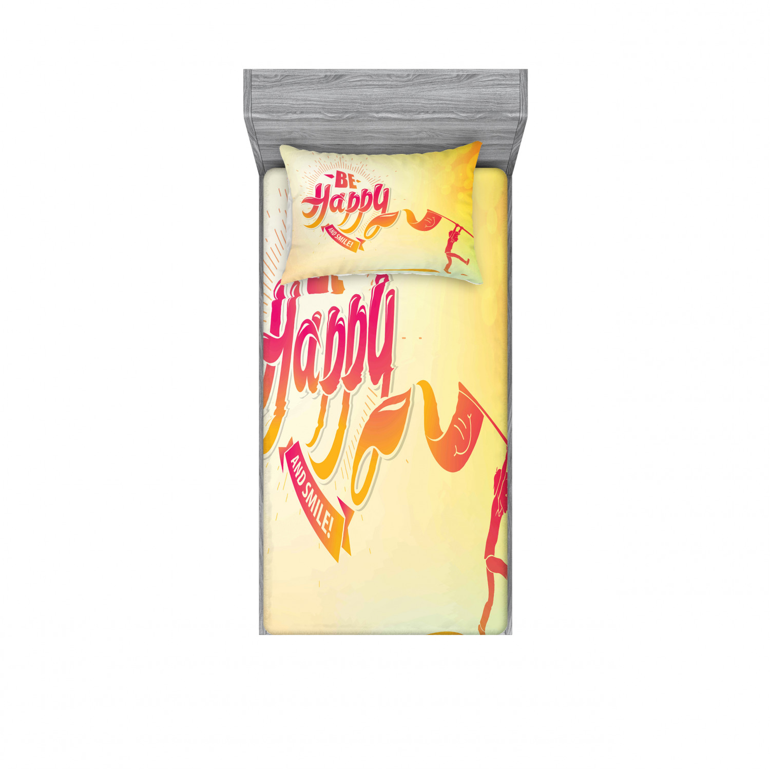 Ambesonne Lettering Fitted Sheet Pillow Sham Set Bedding Decor in 4 Sizes - Picture 9 of 244