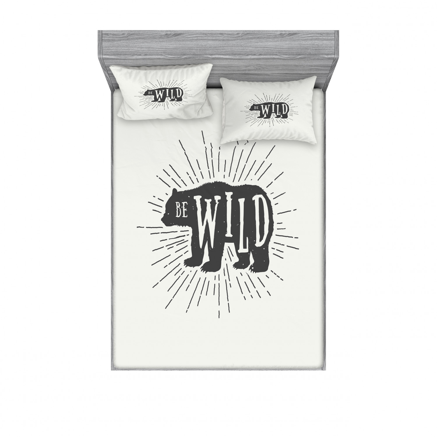 Ambesonne Lettering Fitted Sheet Pillow Sham Set Bedding Decor in 4 Sizes - Picture 239 of 244