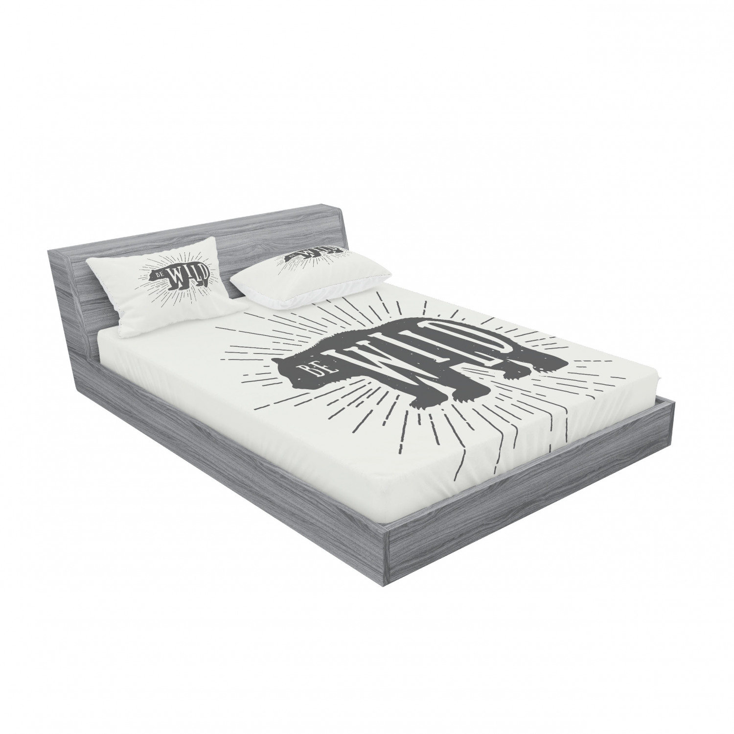 Ambesonne Lettering Fitted Sheet Pillow Sham Set Bedding Decor in 4 Sizes - Picture 240 of 244