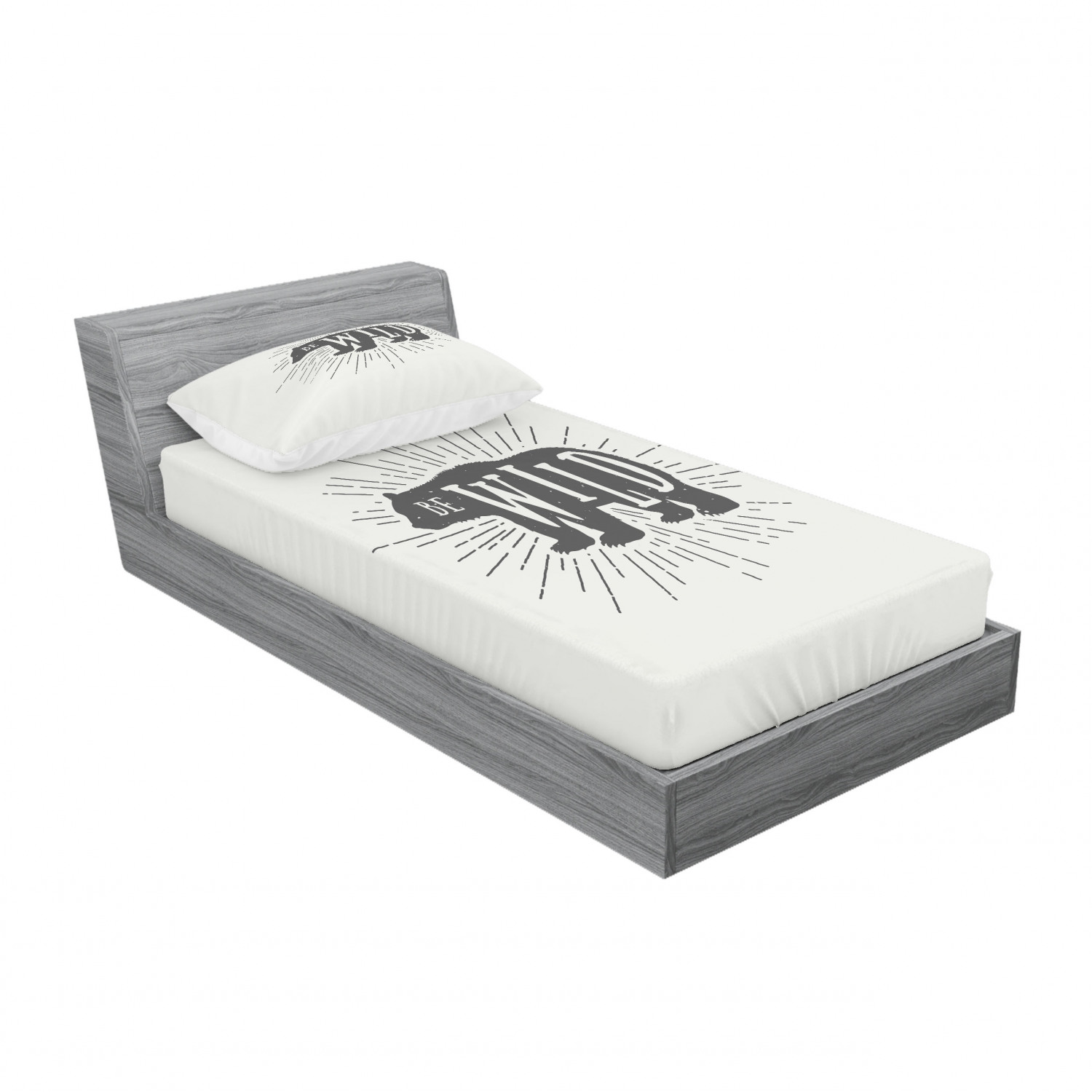 Ambesonne Lettering Fitted Sheet Pillow Sham Set Bedding Decor in 4 Sizes - Picture 238 of 244