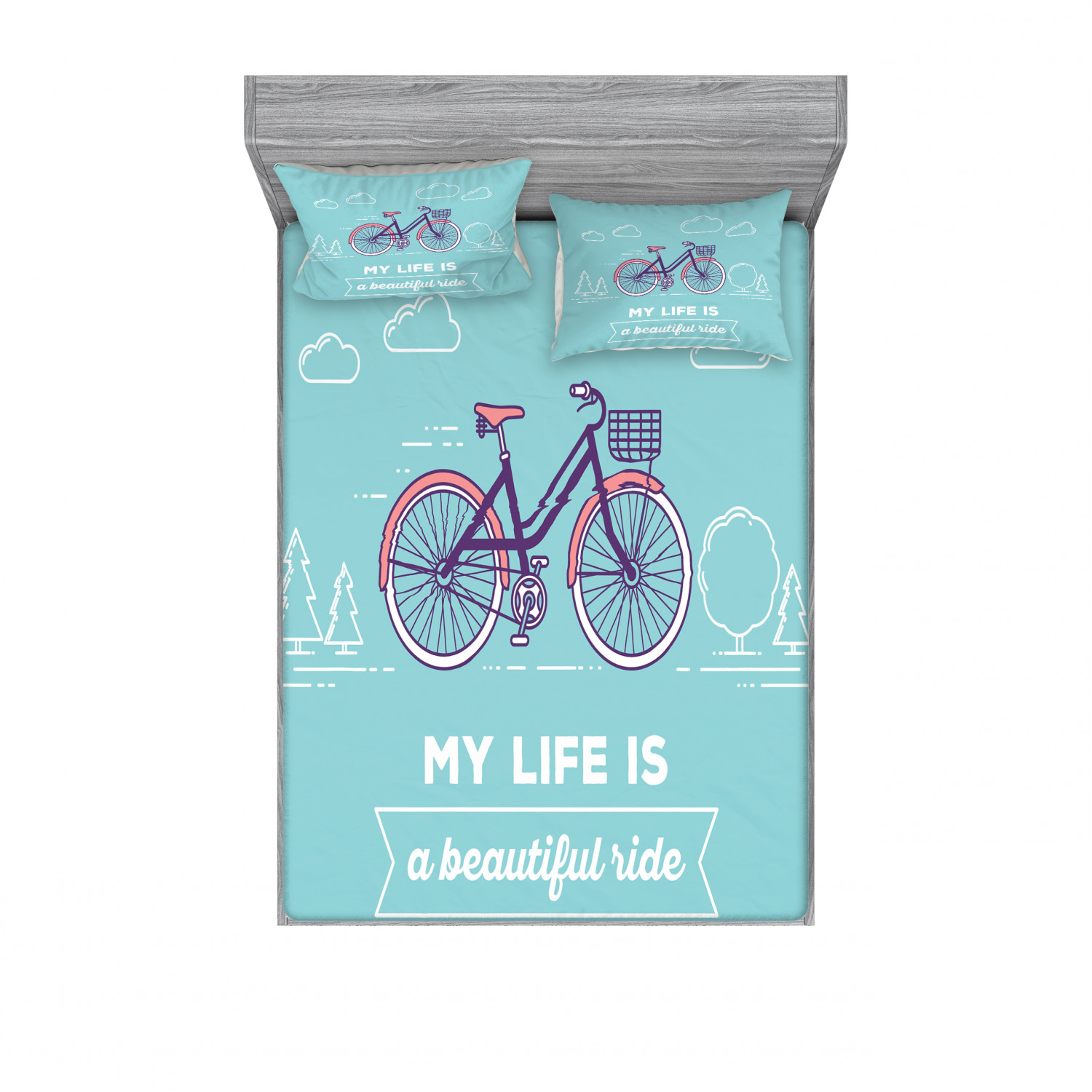 Ambesonne Lettering Fitted Sheet Pillow Sham Set Bedding Decor in 4 Sizes - Picture 171 of 244