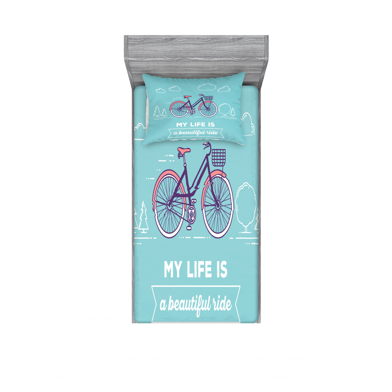 Ambesonne Lettering Fitted Sheet Pillow Sham Set Bedding Decor in 4 Sizes - Picture 169 of 244