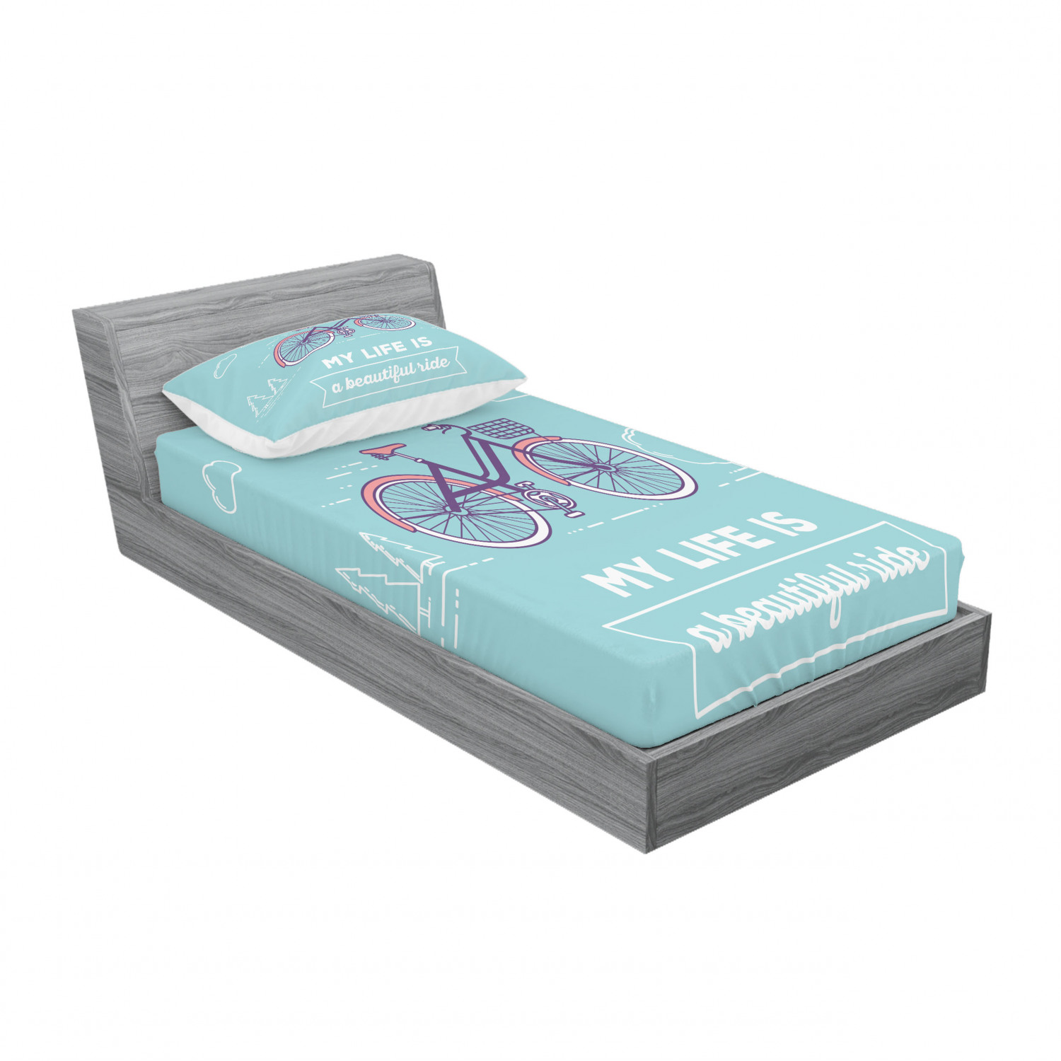 Ambesonne Lettering Fitted Sheet Pillow Sham Set Bedding Decor in 4 Sizes - Picture 170 of 244