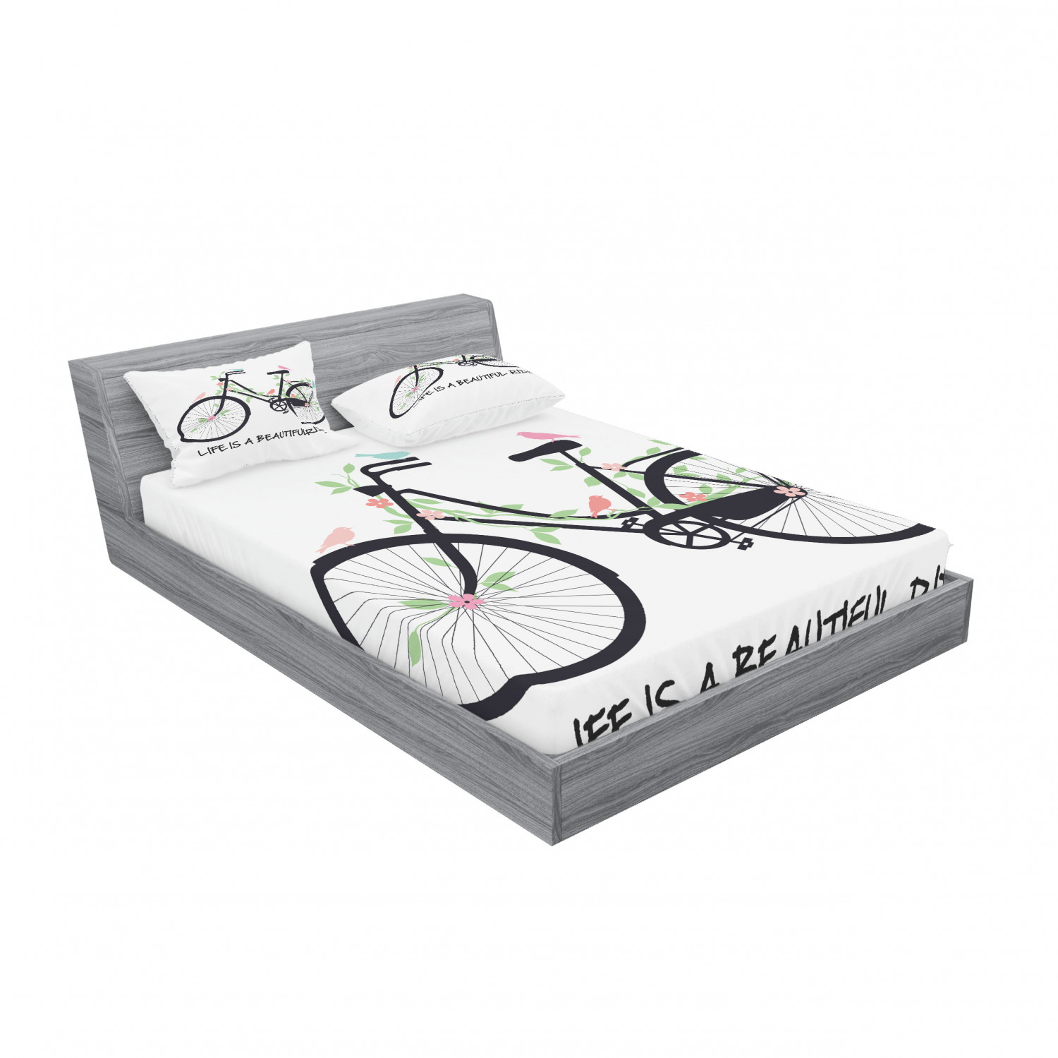 Ambesonne Lettering Fitted Sheet Pillow Sham Set Bedding Decor in 4 Sizes - Picture 228 of 244