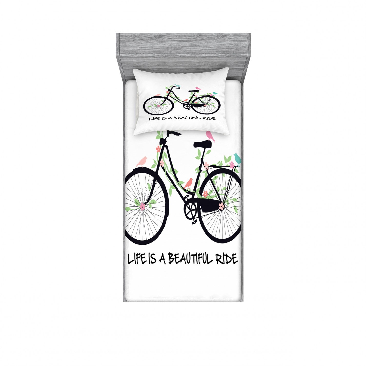 Ambesonne Lettering Fitted Sheet Pillow Sham Set Bedding Decor in 4 Sizes - Picture 225 of 244