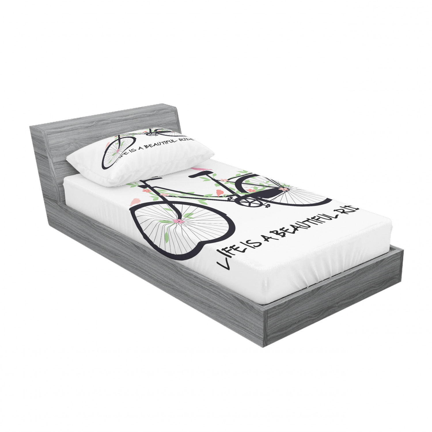 Ambesonne Lettering Fitted Sheet Pillow Sham Set Bedding Decor in 4 Sizes - Picture 226 of 244