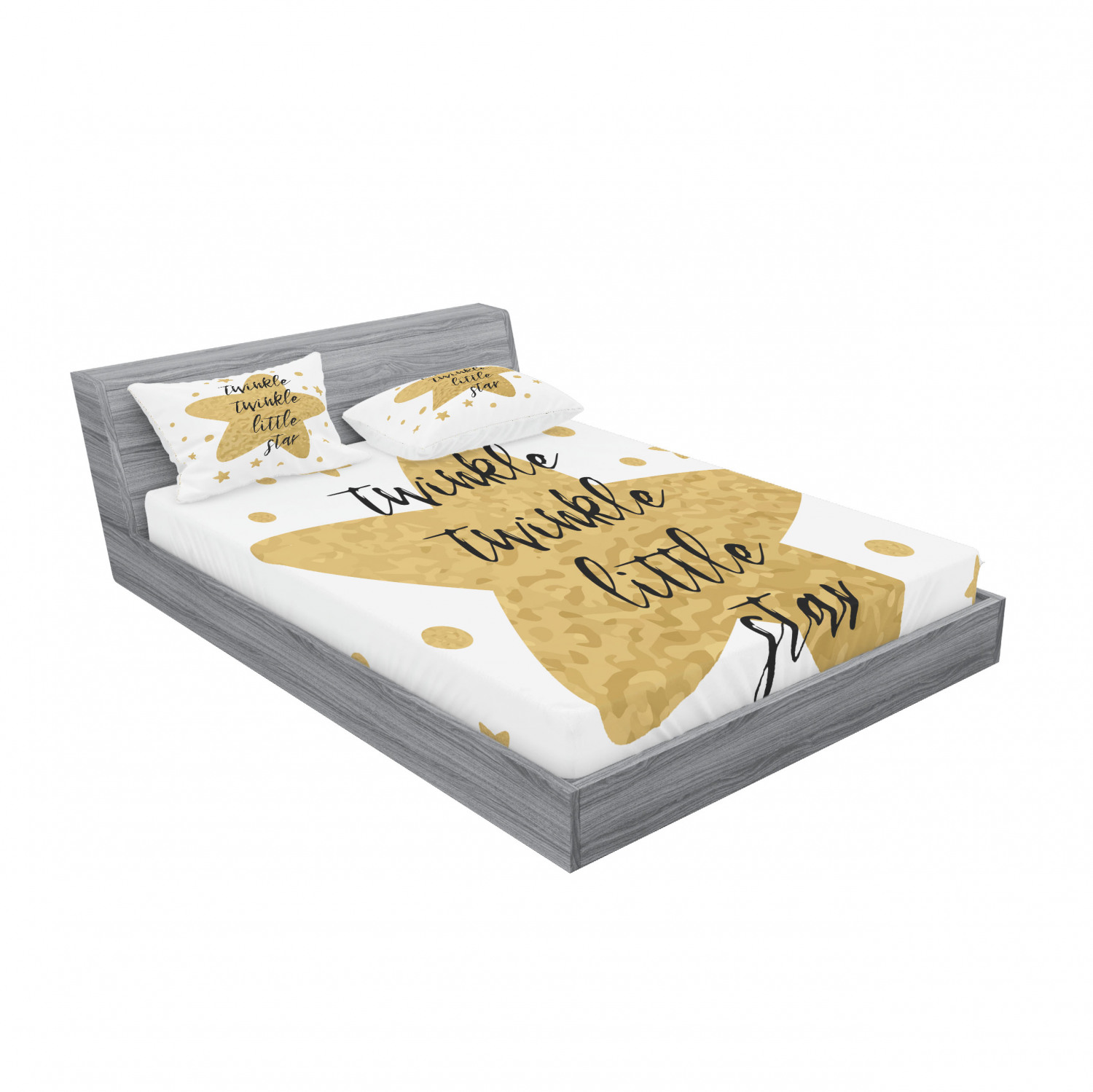 Ambesonne Lettering Fitted Sheet Pillow Sham Set Bedding Decor in 4 Sizes - Picture 88 of 244