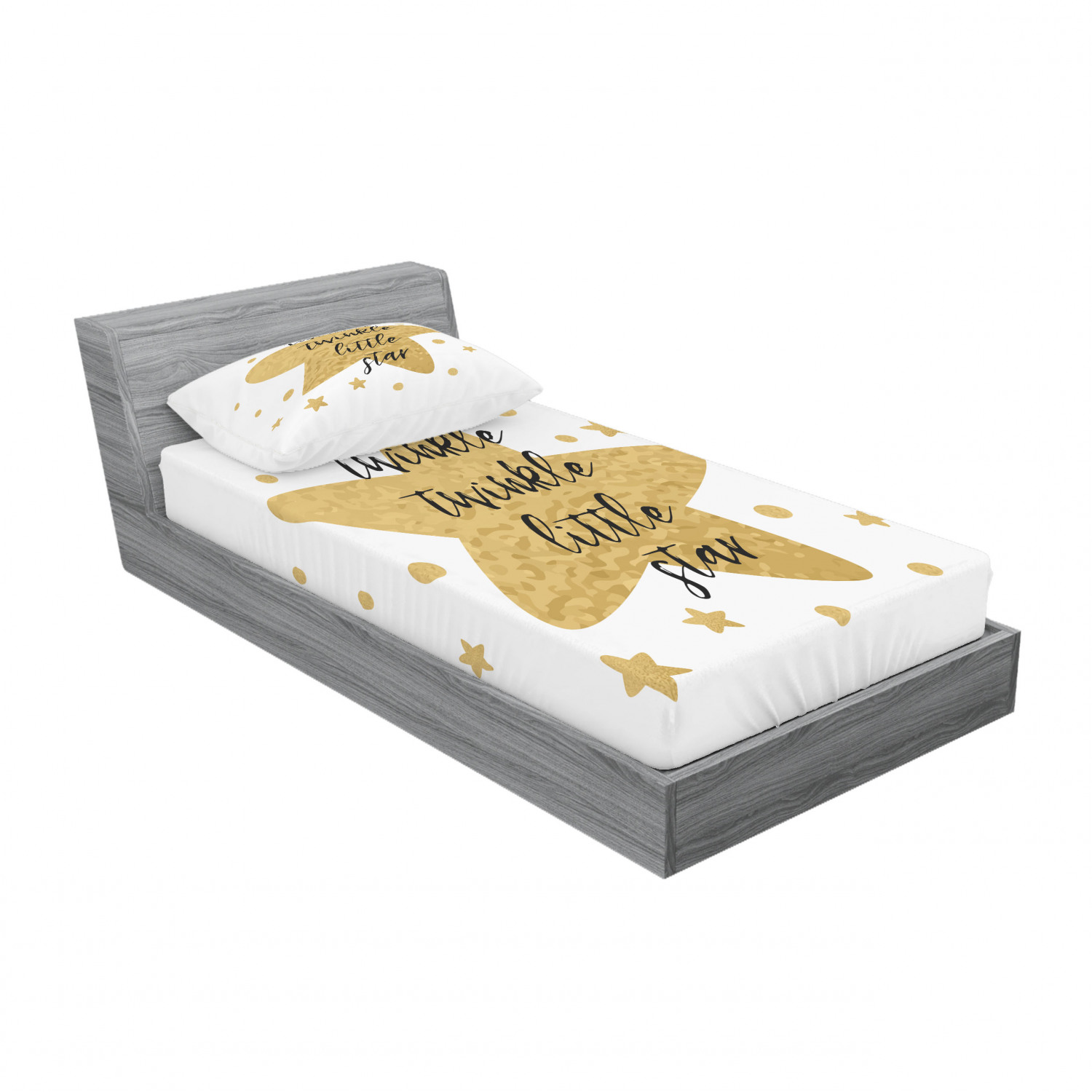 Ambesonne Lettering Fitted Sheet Pillow Sham Set Bedding Decor in 4 Sizes - Picture 86 of 244