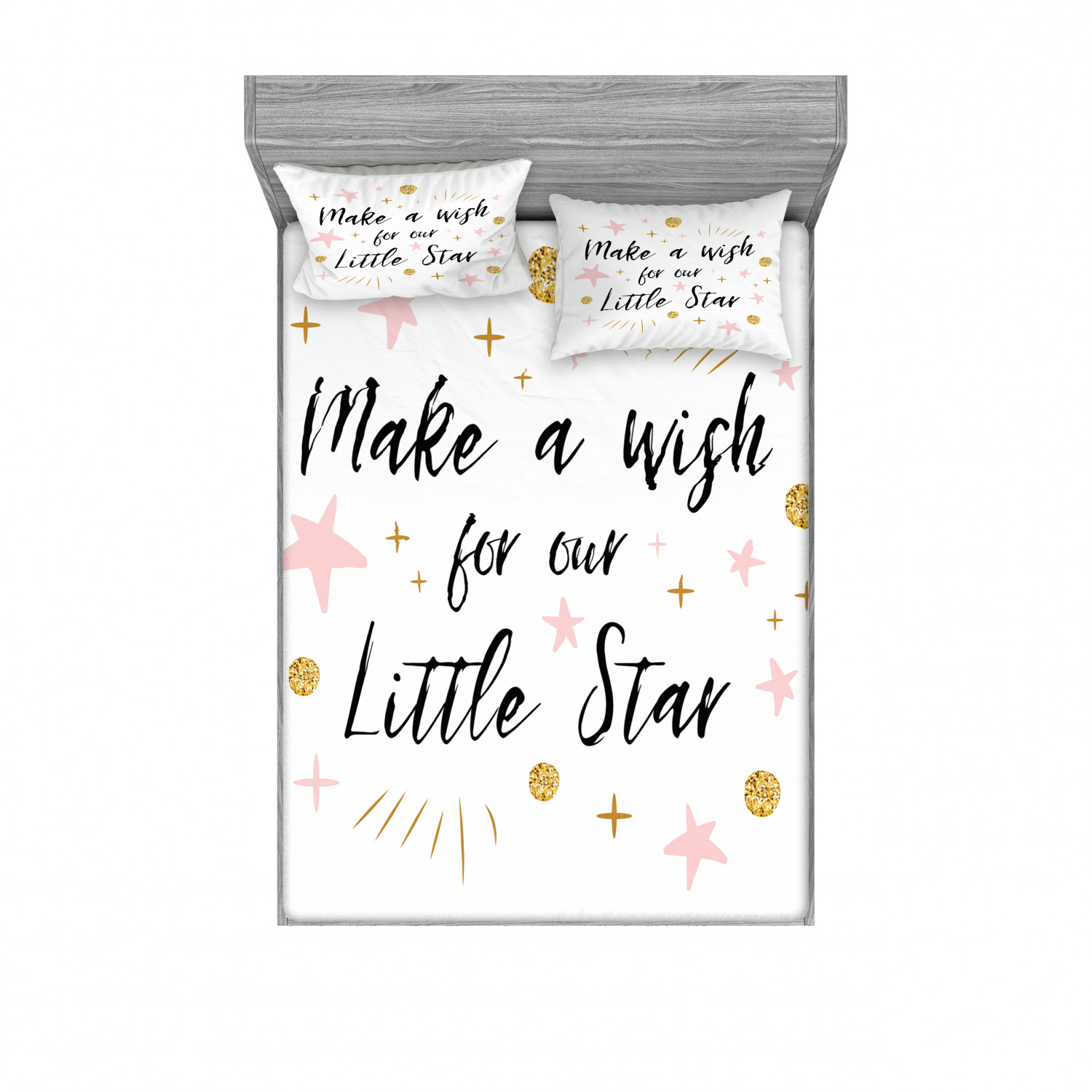 Ambesonne Lettering Fitted Sheet Pillow Sham Set Bedding Decor in 4 Sizes - Picture 115 of 244