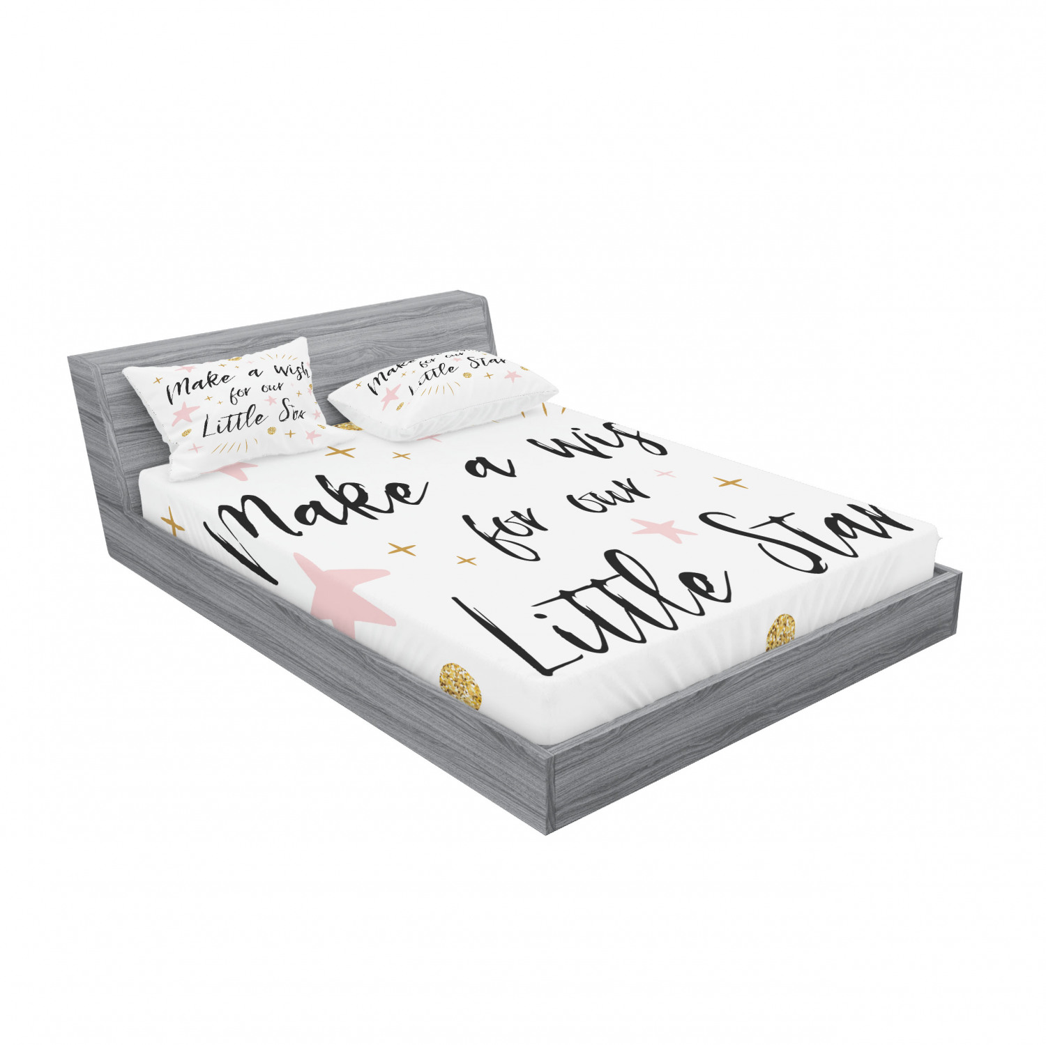 Ambesonne Lettering Fitted Sheet Pillow Sham Set Bedding Decor in 4 Sizes - Picture 116 of 244