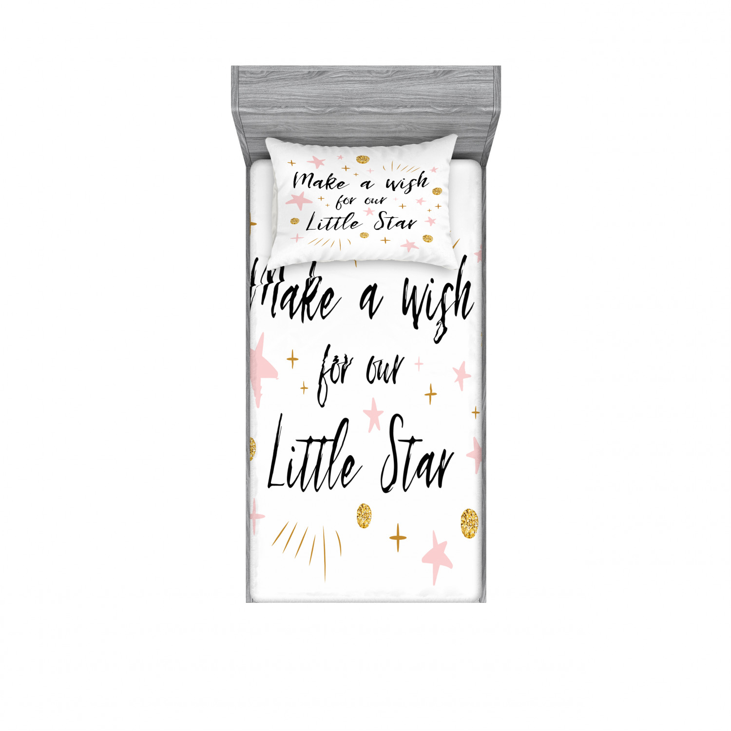 Ambesonne Lettering Fitted Sheet Pillow Sham Set Bedding Decor in 4 Sizes - Picture 113 of 244