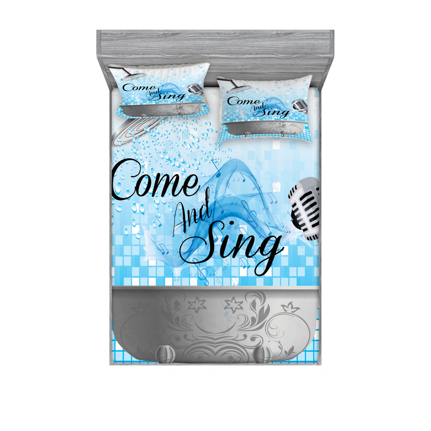 Ambesonne Lettering Fitted Sheet Pillow Sham Set Bedding Decor in 4 Sizes - Picture 47 of 244