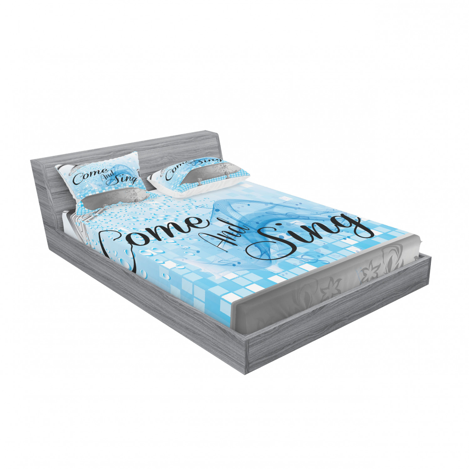 Ambesonne Lettering Fitted Sheet Pillow Sham Set Bedding Decor in 4 Sizes - Picture 48 of 244