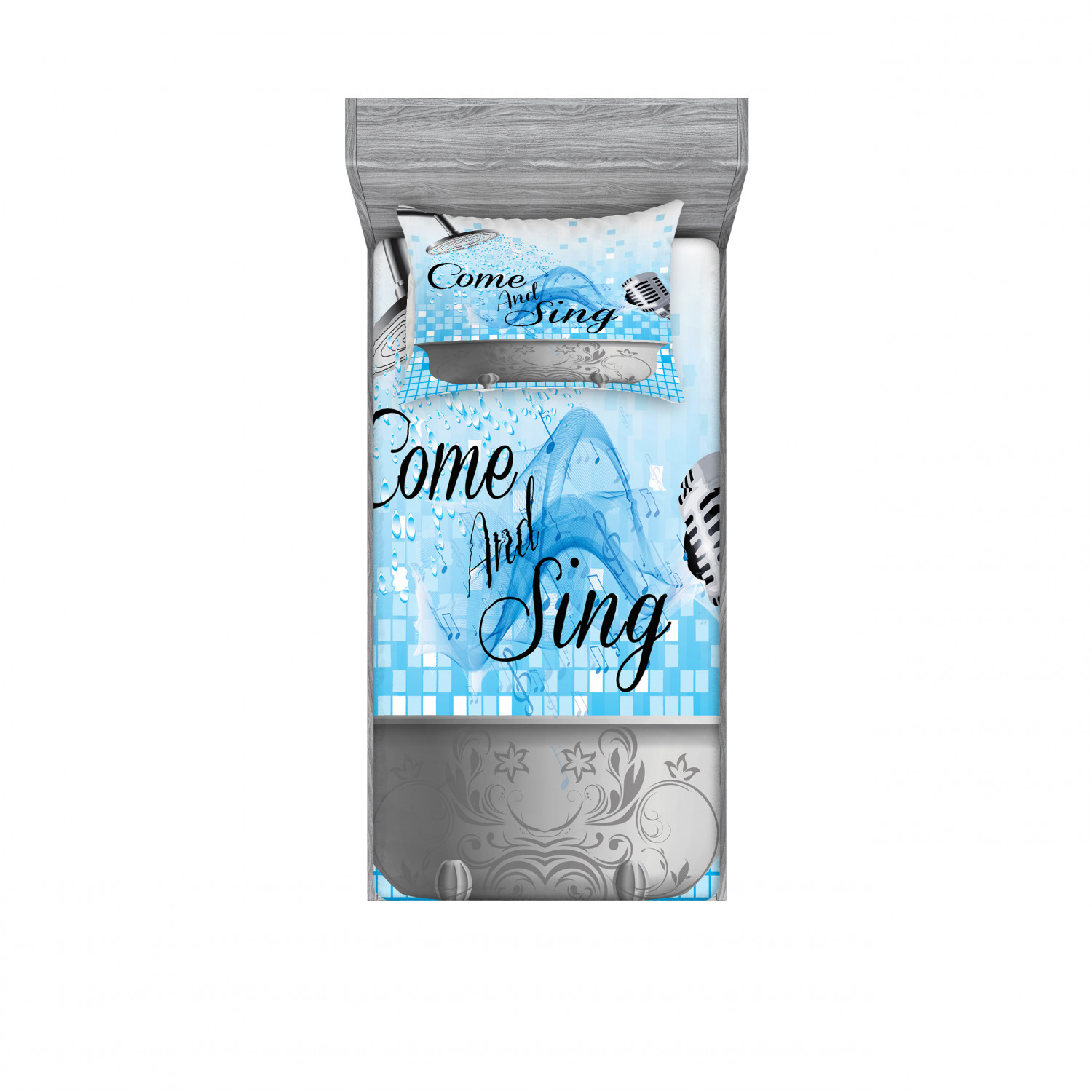 Ambesonne Lettering Fitted Sheet Pillow Sham Set Bedding Decor in 4 Sizes - Picture 45 of 244