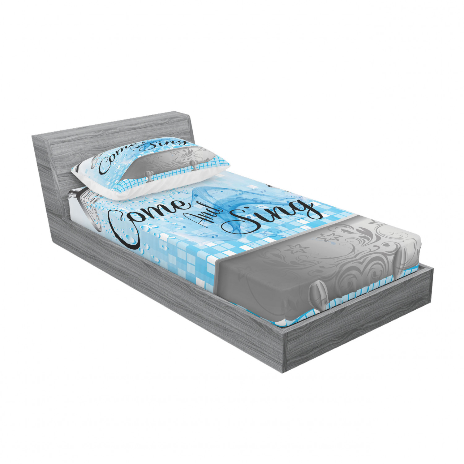 Ambesonne Lettering Fitted Sheet Pillow Sham Set Bedding Decor in 4 Sizes - Picture 46 of 244