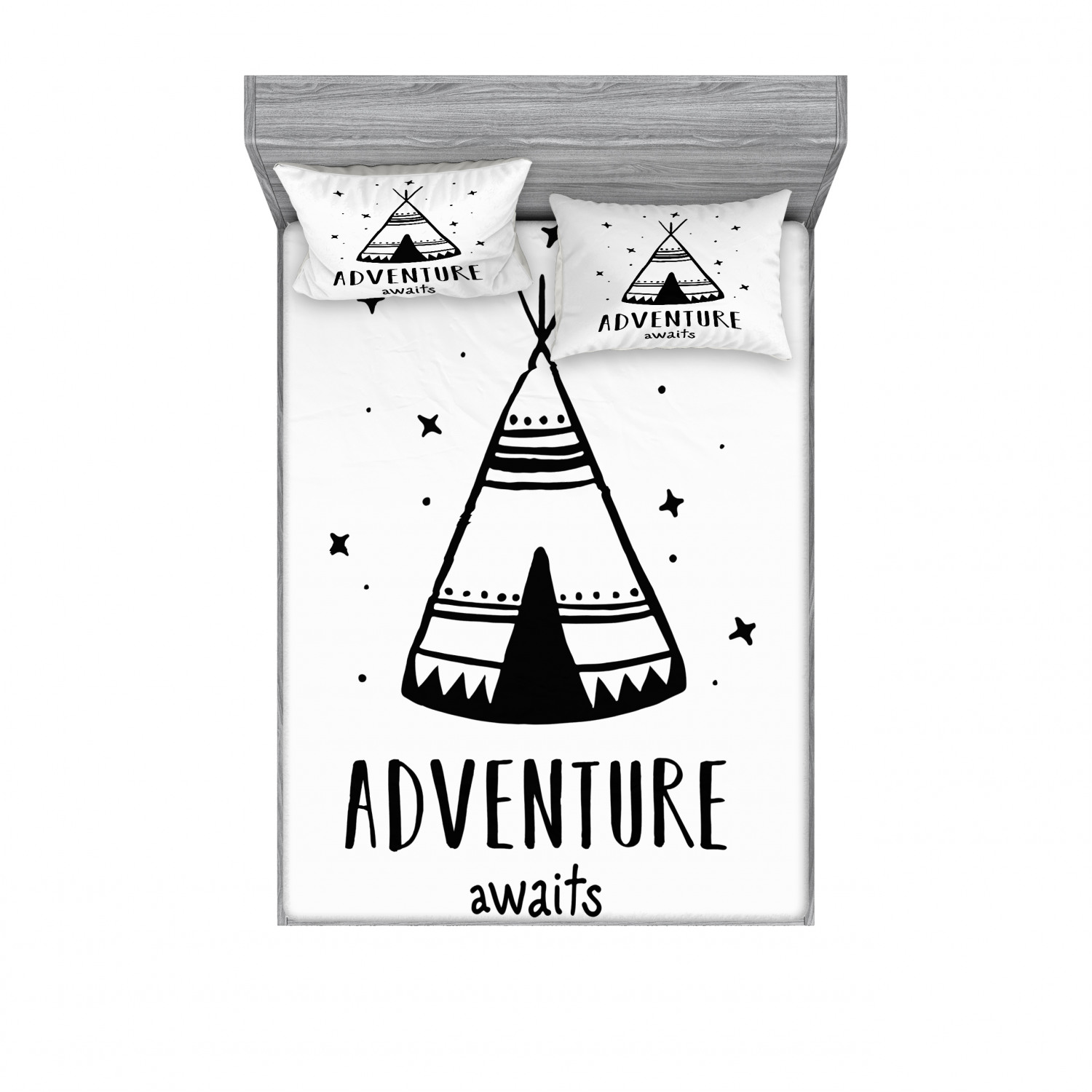 Ambesonne Lettering Fitted Sheet Pillow Sham Set Bedding Decor in 4 Sizes - Picture 195 of 244