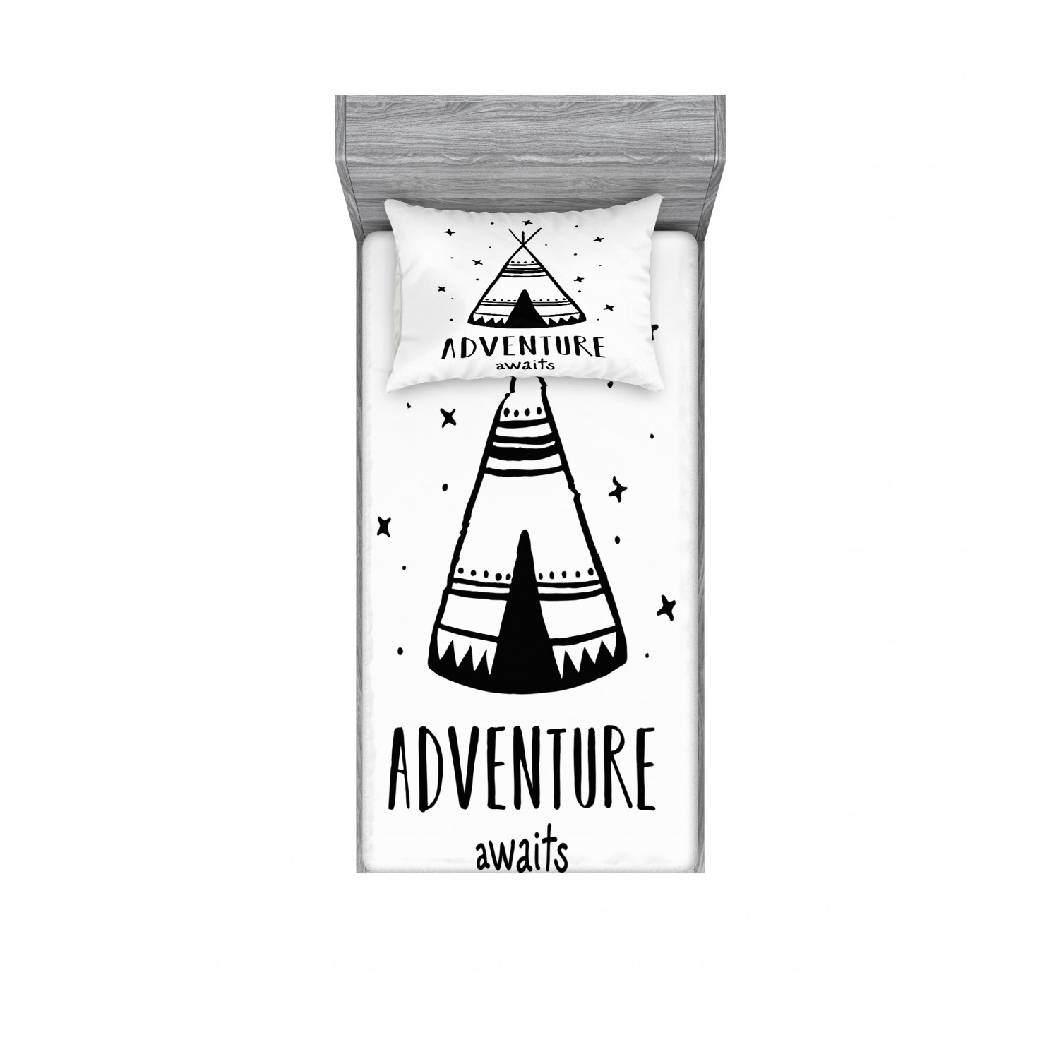 Ambesonne Lettering Fitted Sheet Pillow Sham Set Bedding Decor in 4 Sizes - Picture 193 of 244