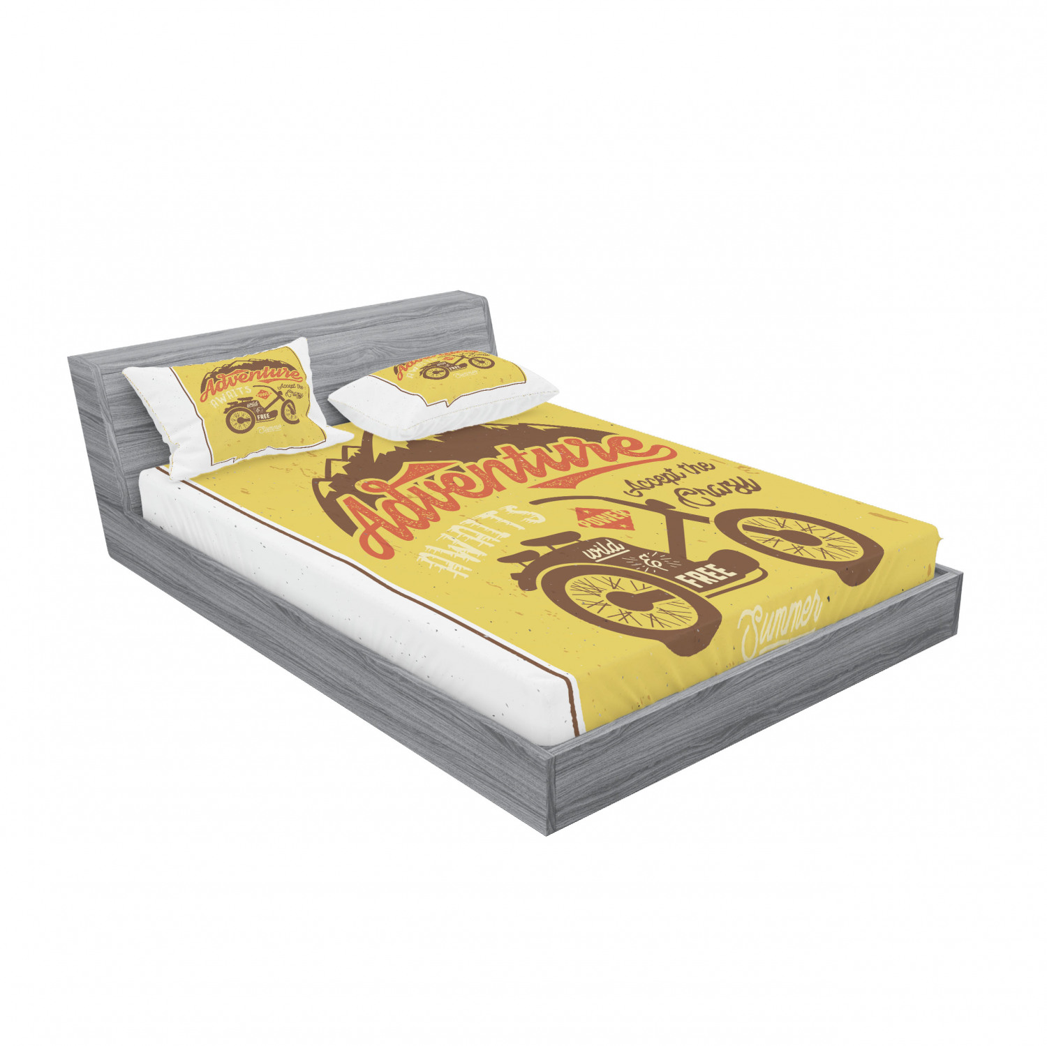 Ambesonne Lettering Fitted Sheet Pillow Sham Set Bedding Decor in 4 Sizes - Picture 176 of 244