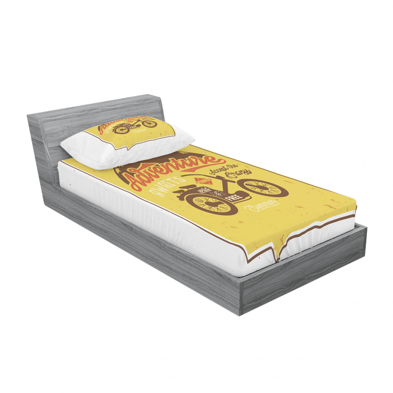 Ambesonne Lettering Fitted Sheet Pillow Sham Set Bedding Decor in 4 Sizes - Picture 174 of 244