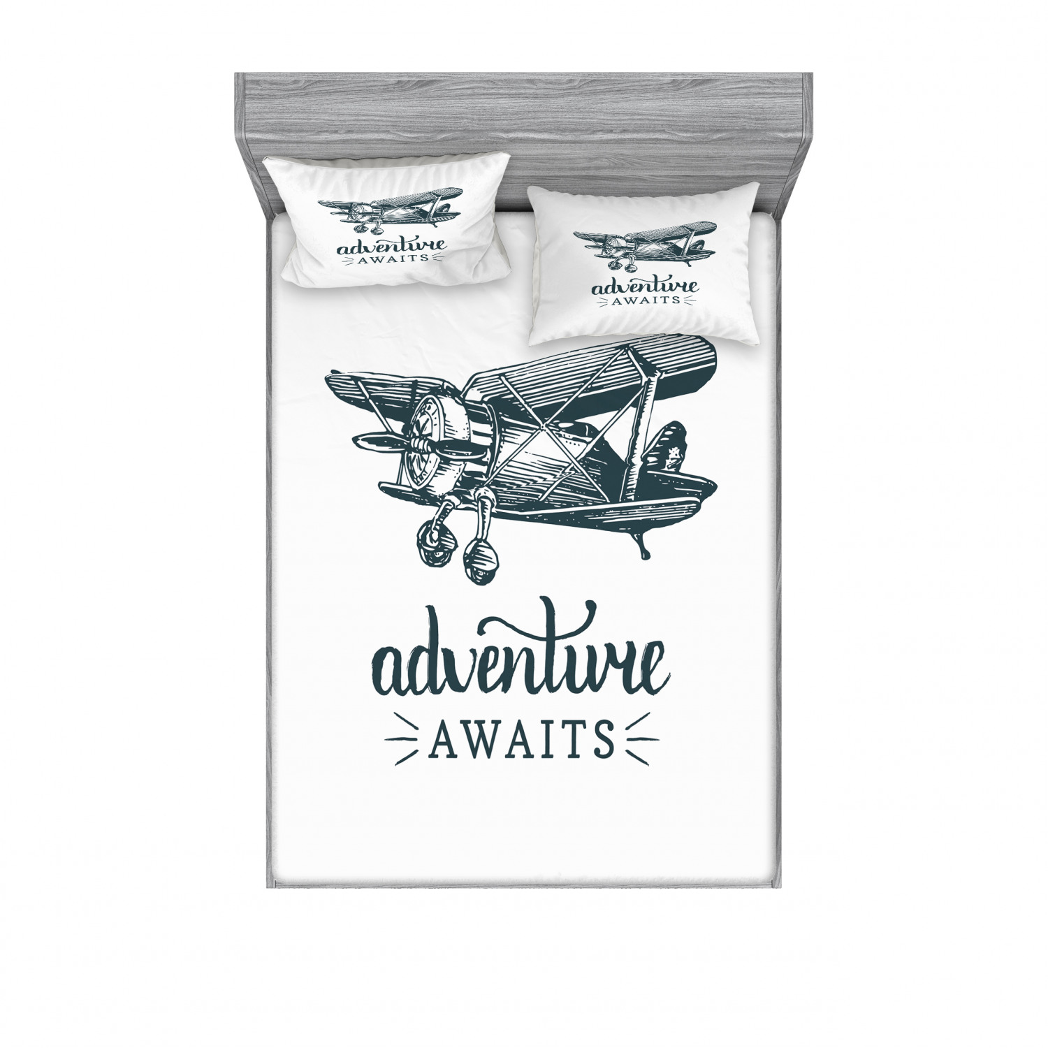 Ambesonne Lettering Fitted Sheet Pillow Sham Set Bedding Decor in 4 Sizes - Picture 167 of 244