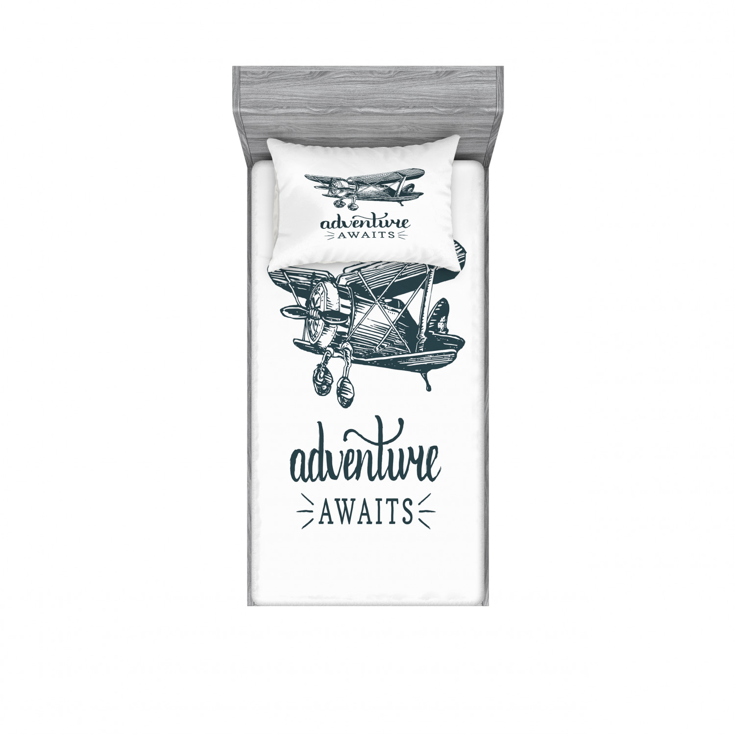 Ambesonne Lettering Fitted Sheet Pillow Sham Set Bedding Decor in 4 Sizes - Picture 165 of 244