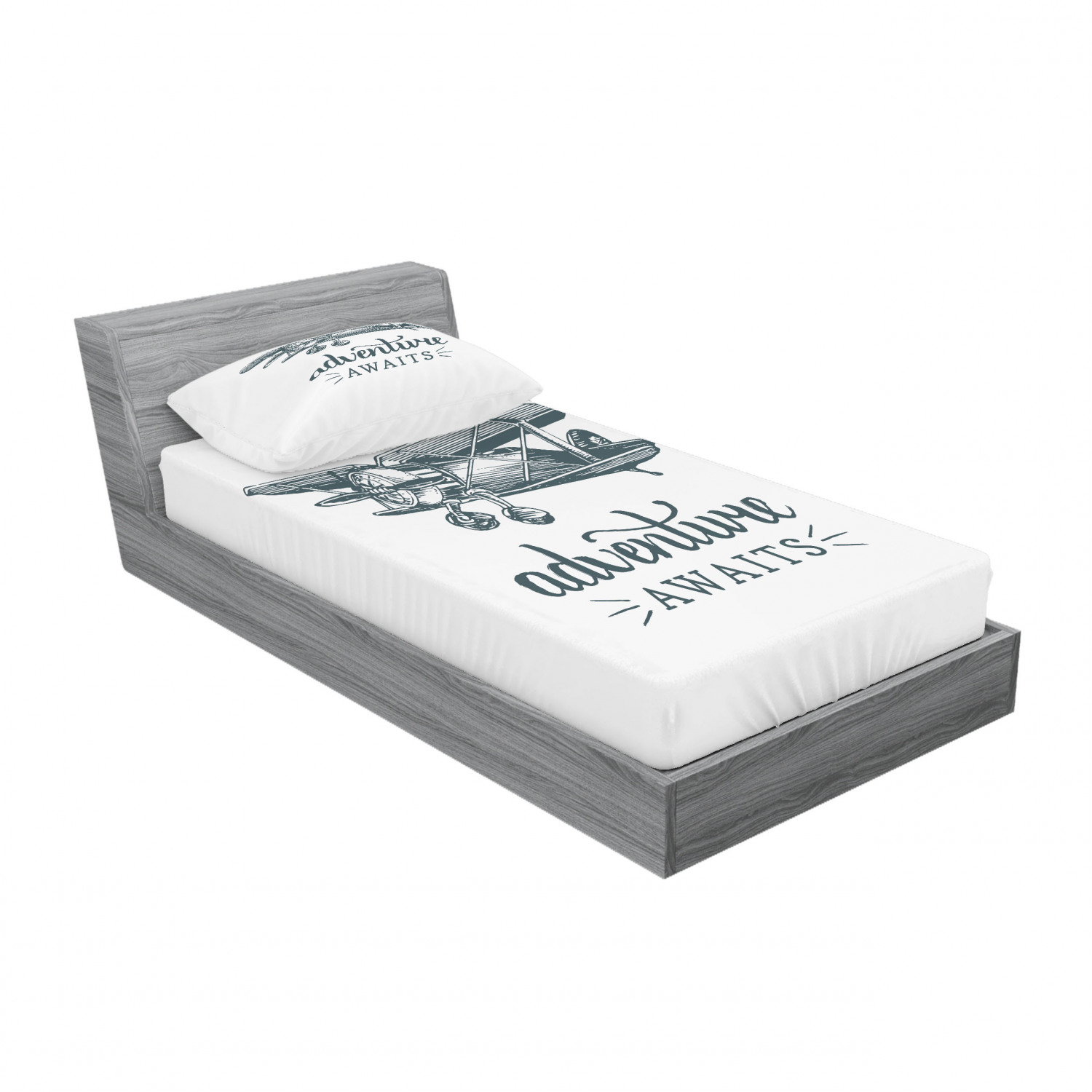 Ambesonne Lettering Fitted Sheet Pillow Sham Set Bedding Decor in 4 Sizes - Picture 166 of 244