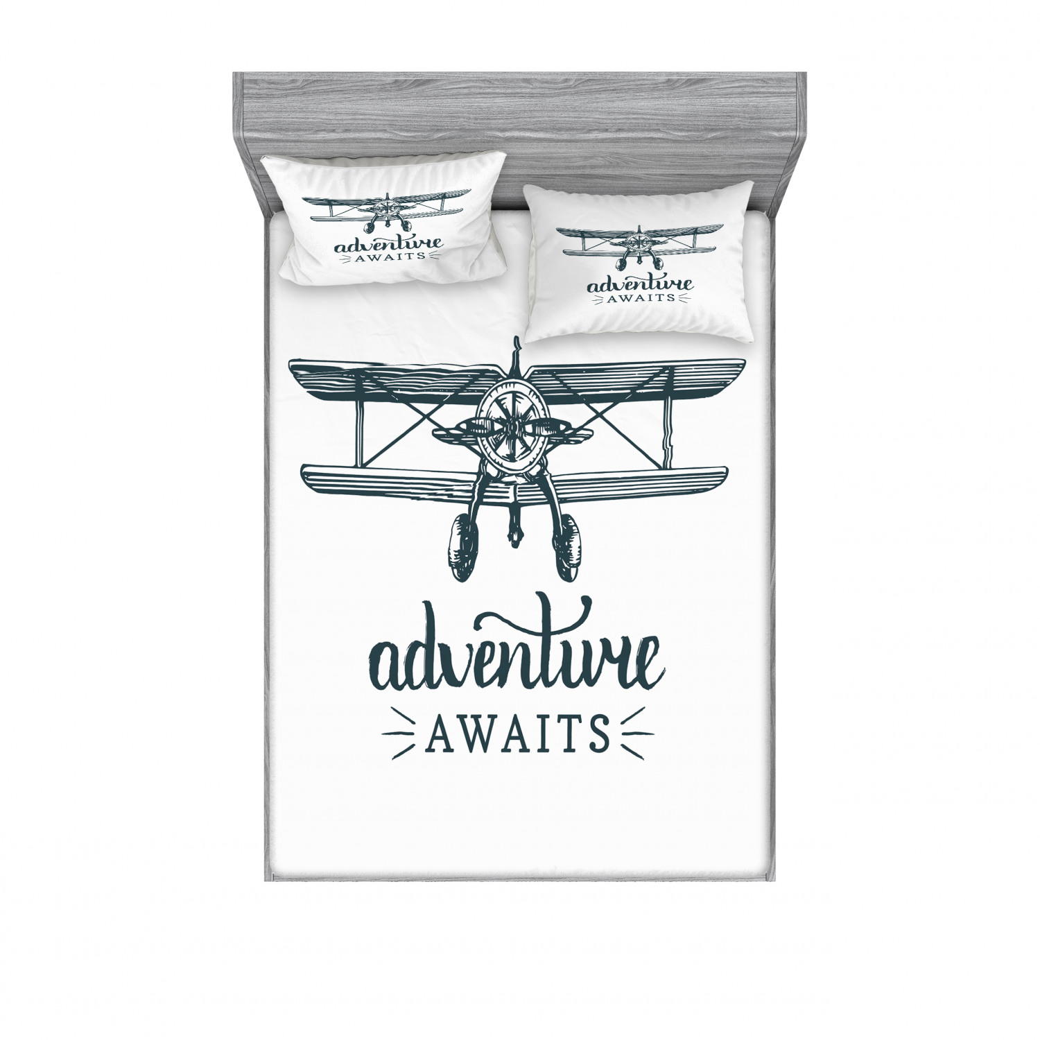 Ambesonne Lettering Fitted Sheet Pillow Sham Set Bedding Decor in 4 Sizes - Picture 71 of 244