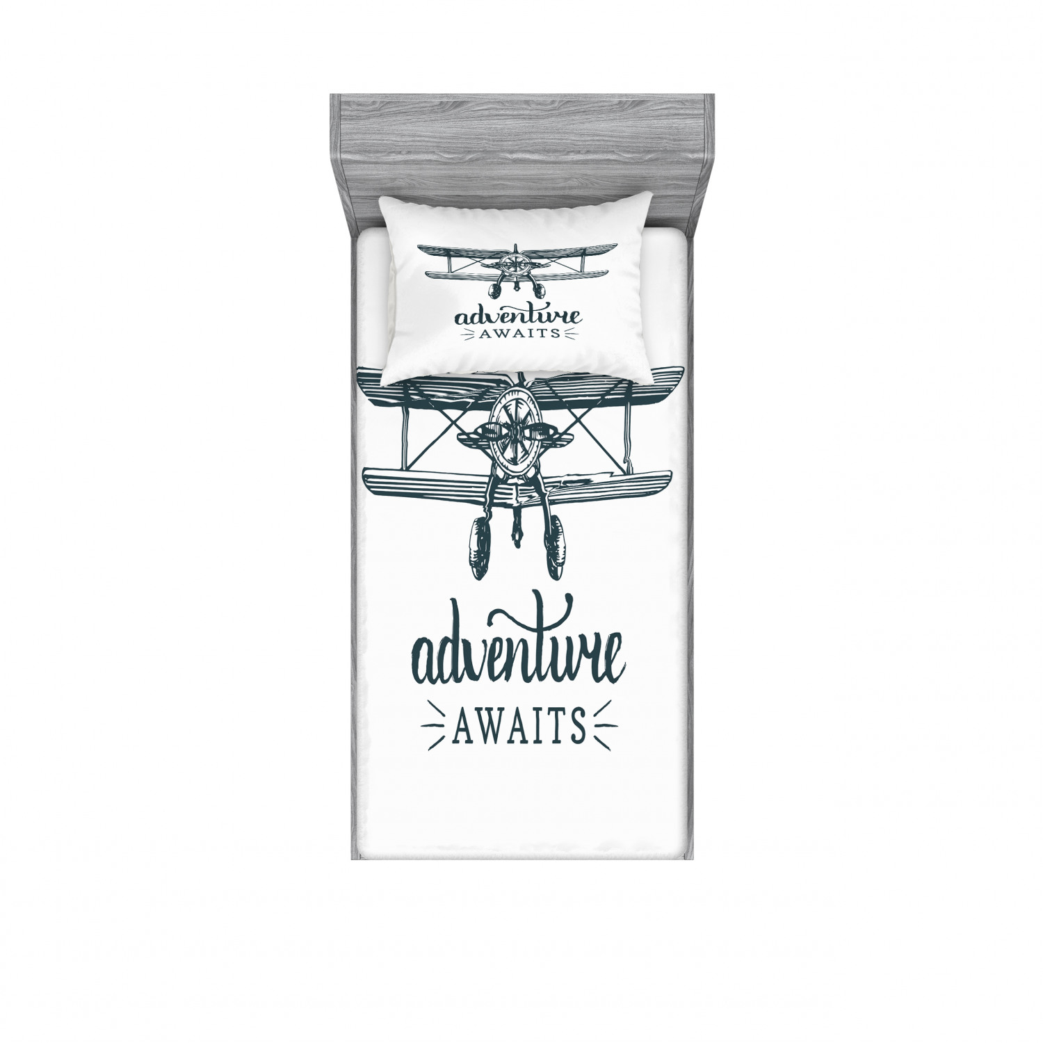 Ambesonne Lettering Fitted Sheet Pillow Sham Set Bedding Decor in 4 Sizes - Picture 69 of 244