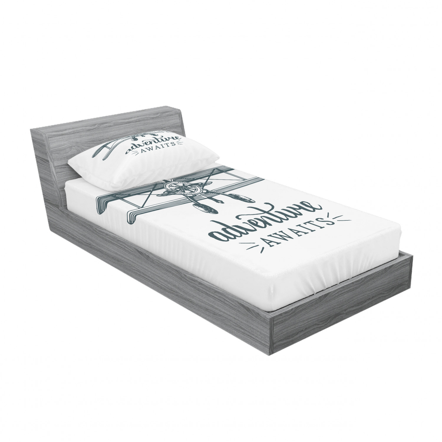 Ambesonne Lettering Fitted Sheet Pillow Sham Set Bedding Decor in 4 Sizes - Picture 70 of 244