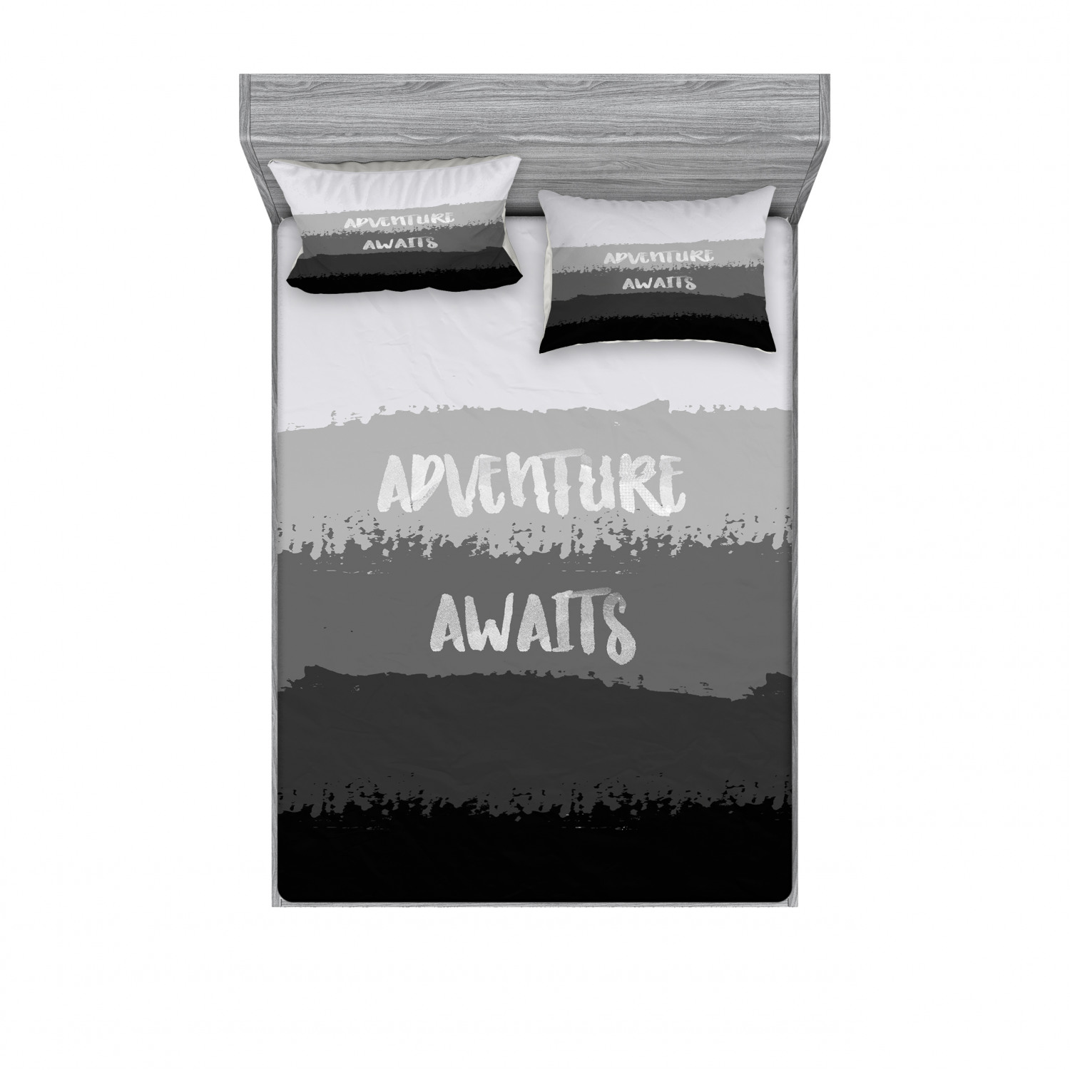 Ambesonne Lettering Fitted Sheet Pillow Sham Set Bedding Decor in 4 Sizes - Picture 27 of 244