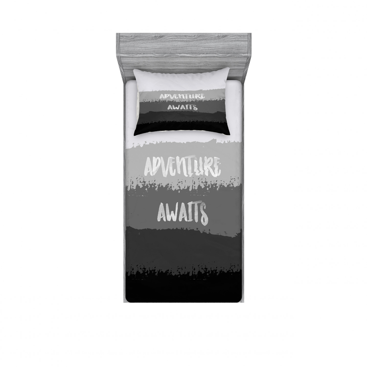 Ambesonne Lettering Fitted Sheet Pillow Sham Set Bedding Decor in 4 Sizes - Picture 25 of 244